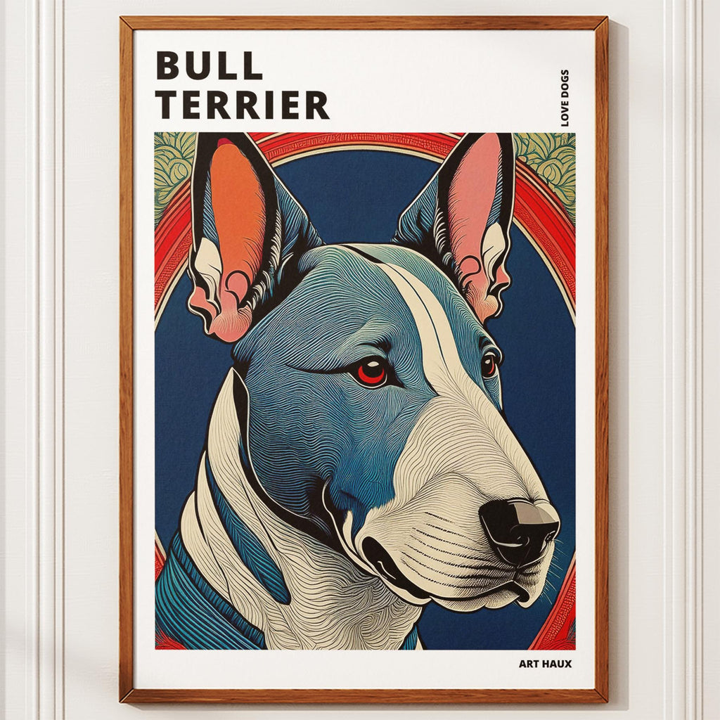 Bull Terrier Hokusai Japanese Inspired Dog Series with Text image 9