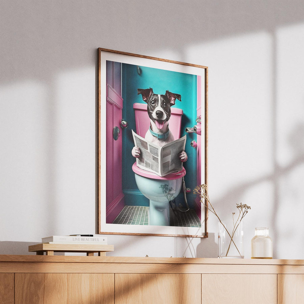 Jack Russell Toilet Dogs PInk and Turquise image 5