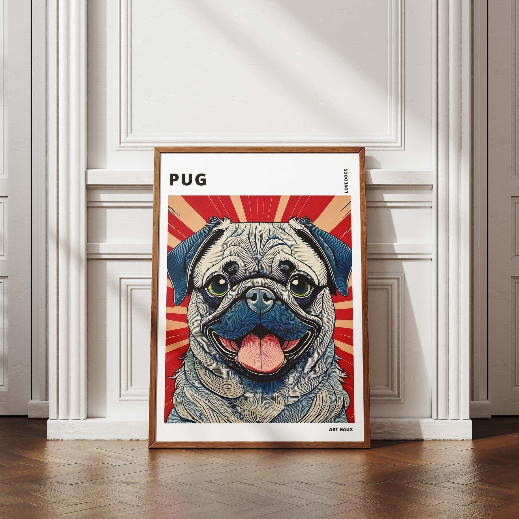 Pug Hokusai Japanese Inspired Dog Series with Text image 4