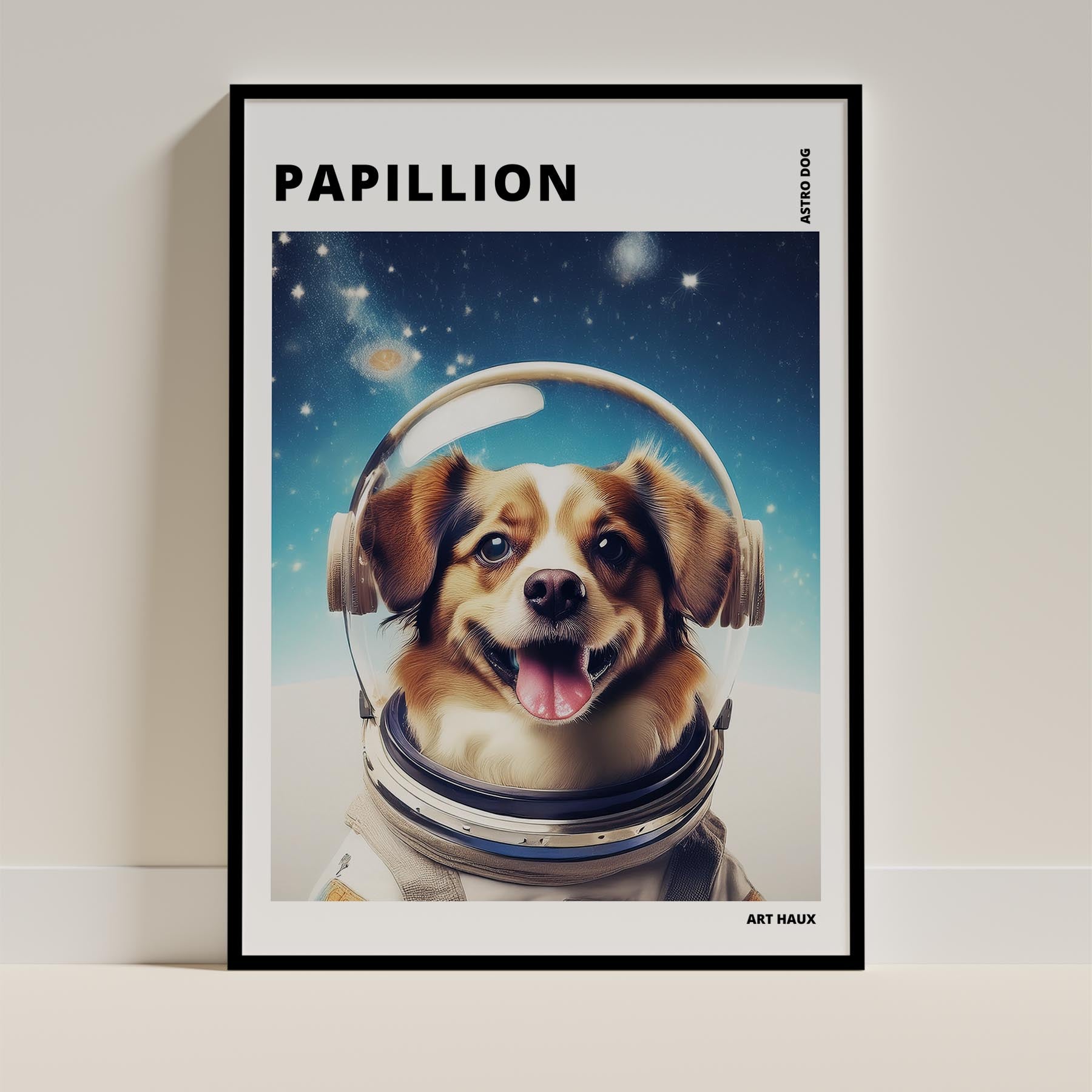 Papillon Astronaut Dog Series with Text Astro Dog image 0