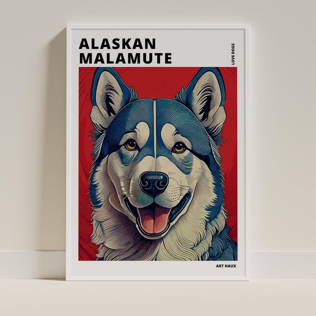 Alaskan Malamute Hokusai Japanese Inspired Dog Series with Text image 8