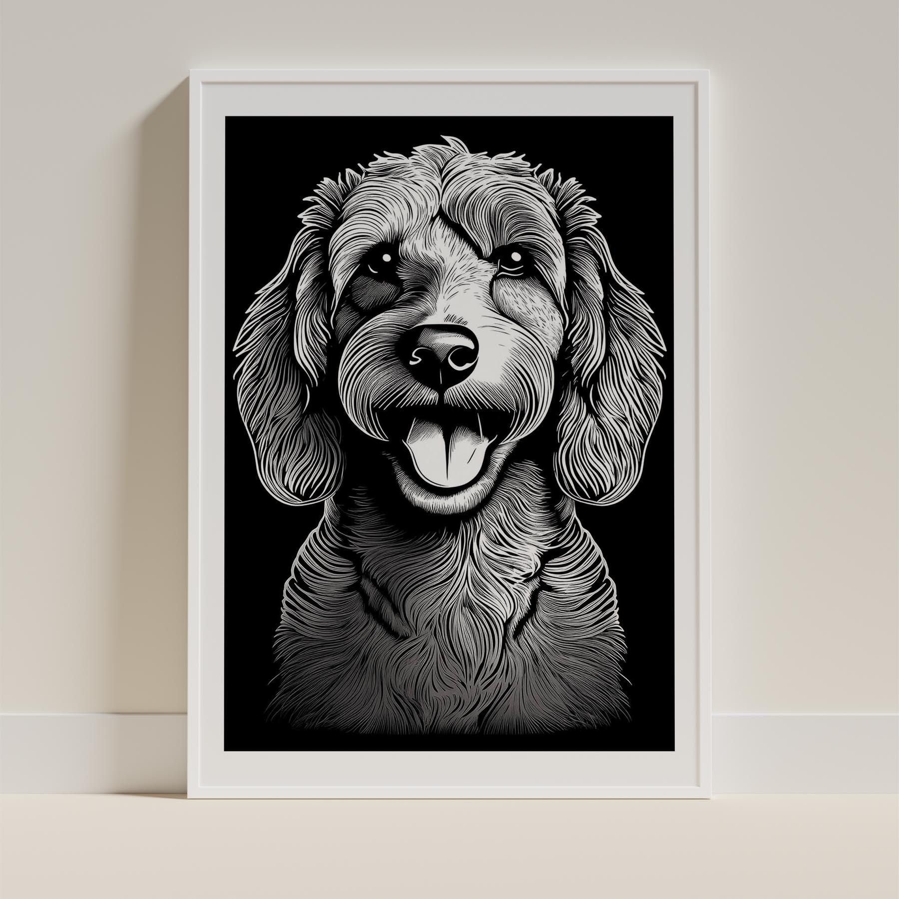 Cavoodle Line Dog Series in Black and White image 9