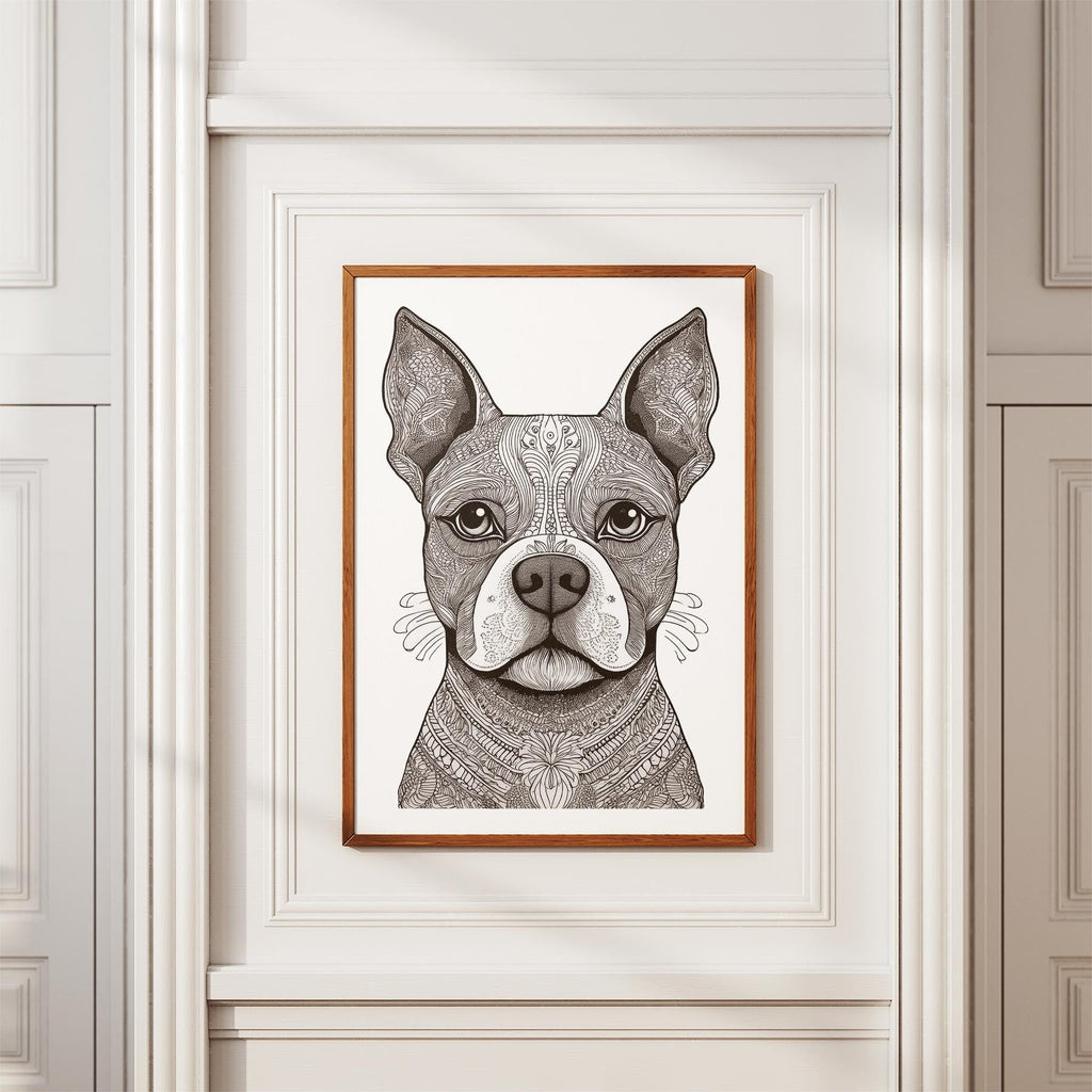 Boston Terrier Mandala Black and White Dog Series image 3