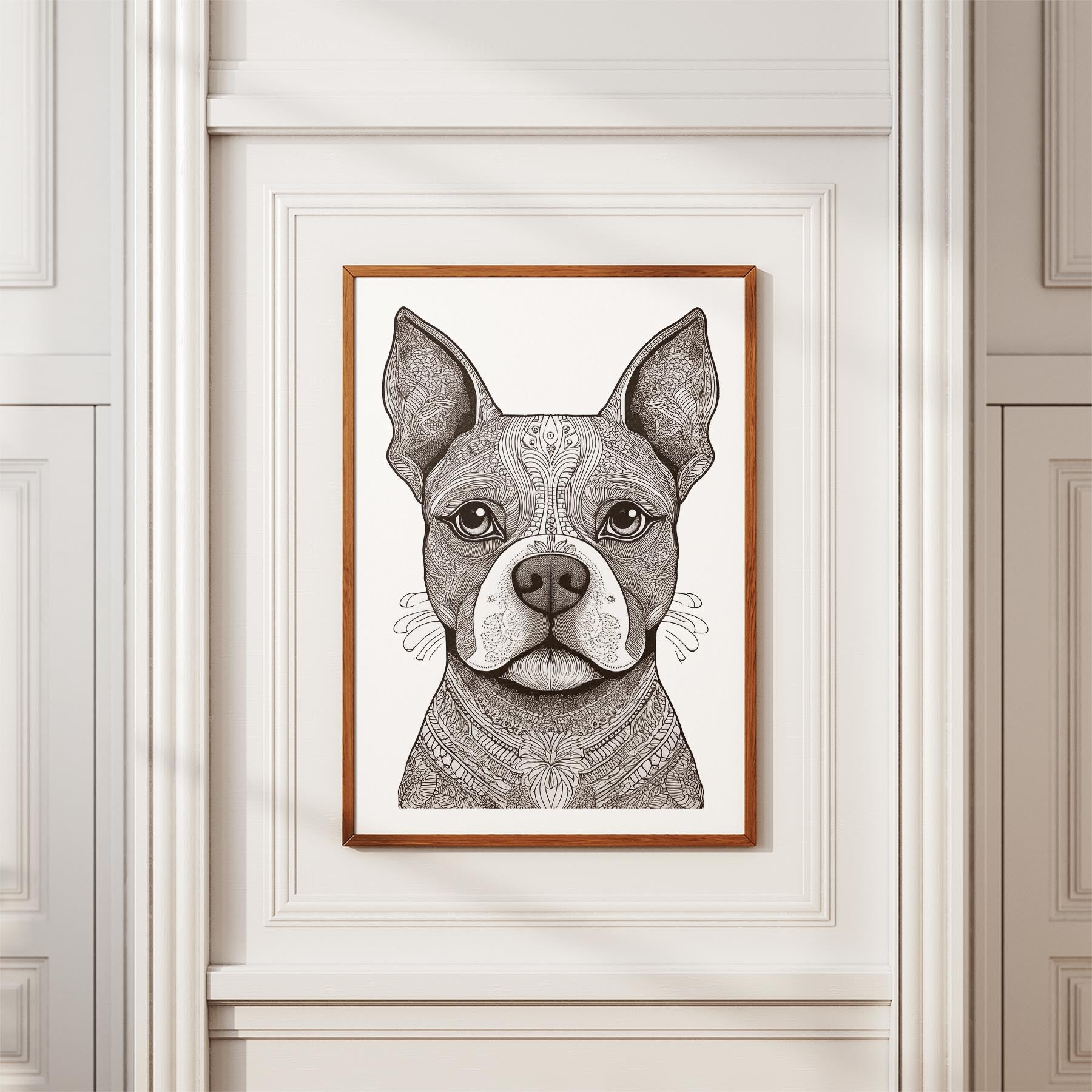 Boston Terrier Mandala Black and White Dog Series image 3