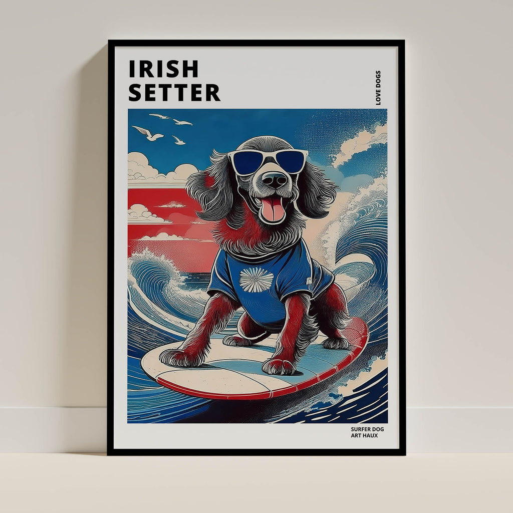 Irish Seter Hokosai Surfer Dogs 1 image 0