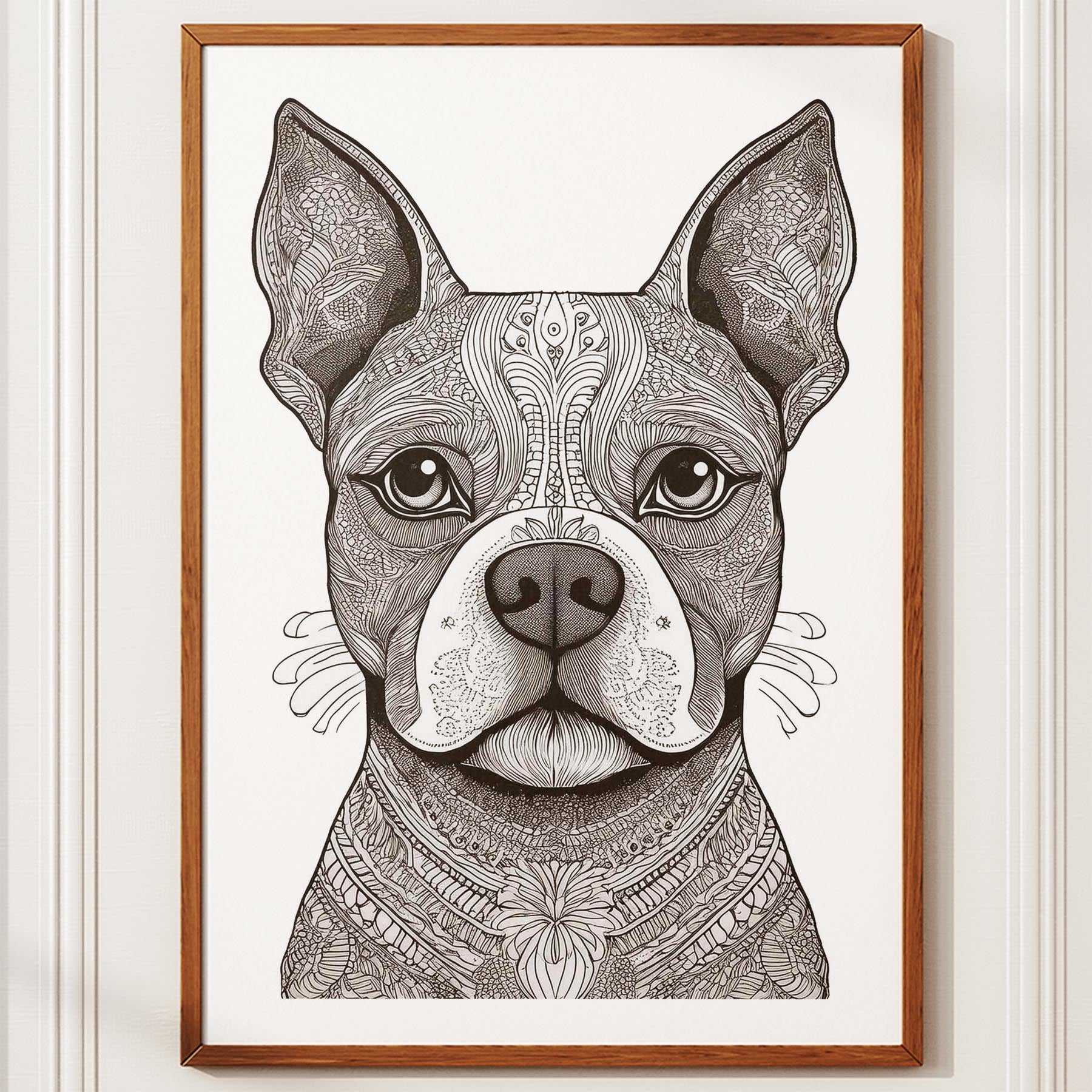 Boston Terrier Mandala Black and White Dog Series image 10