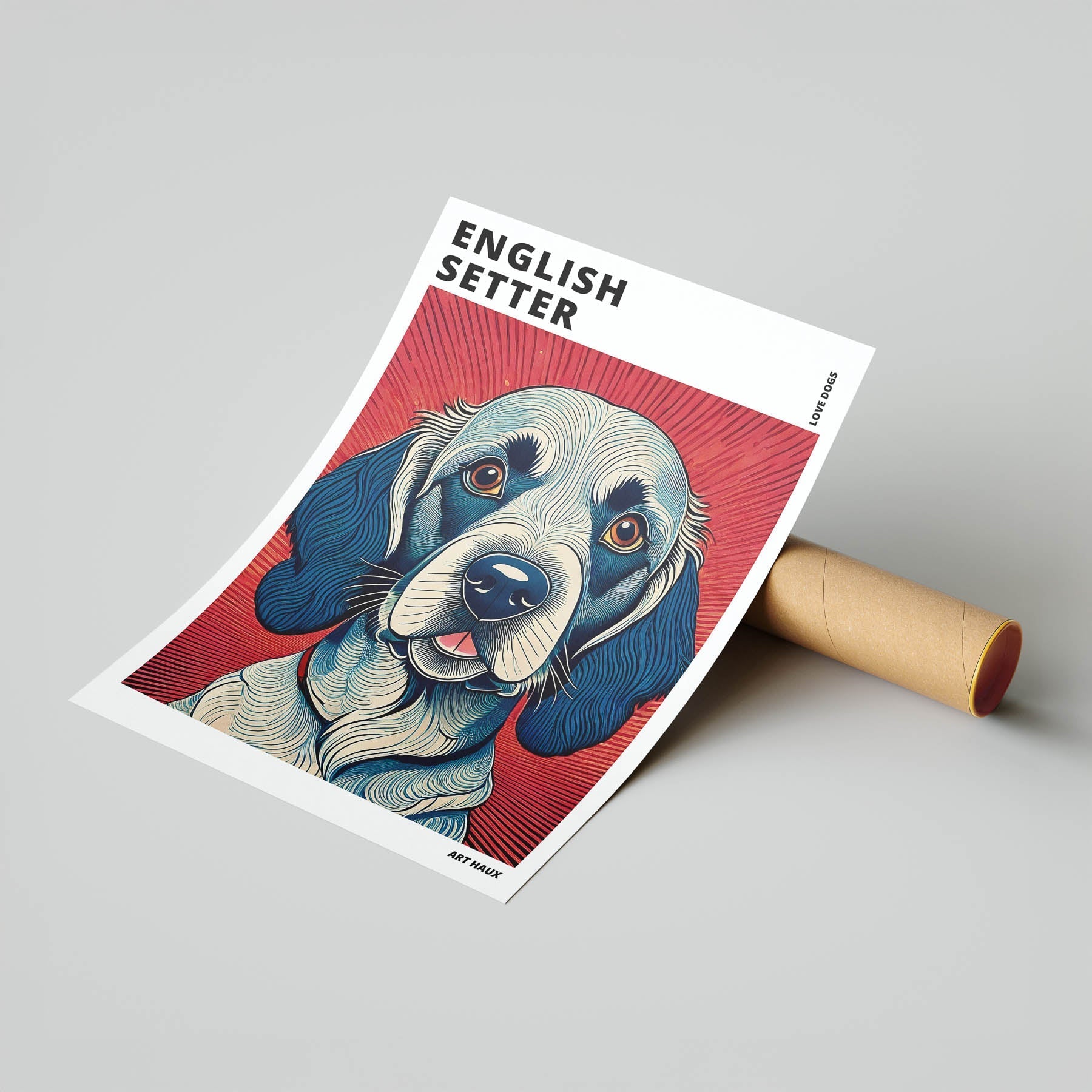 English Setter Hokusai Japanese Inspired Dog Series with Text image 6