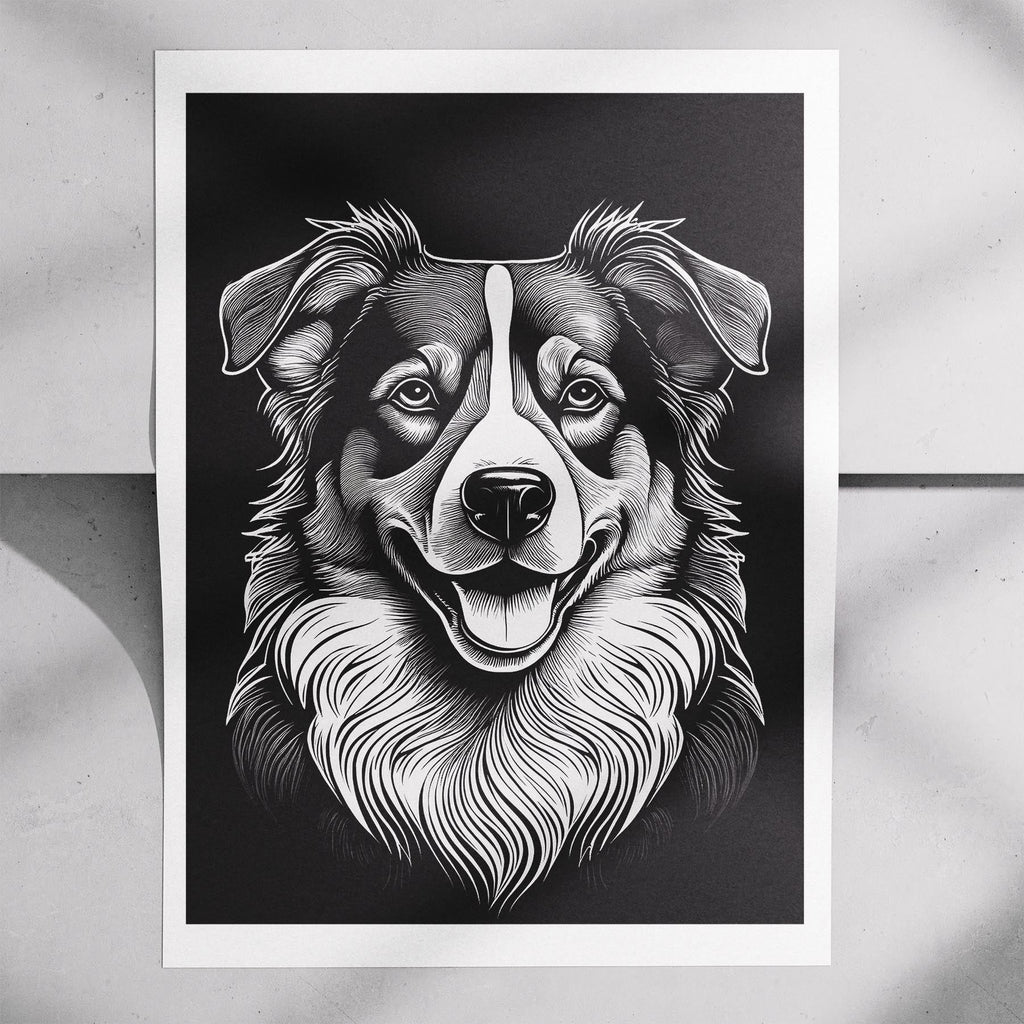 Australian Shepherd Line Dog Series in Black and White image 7