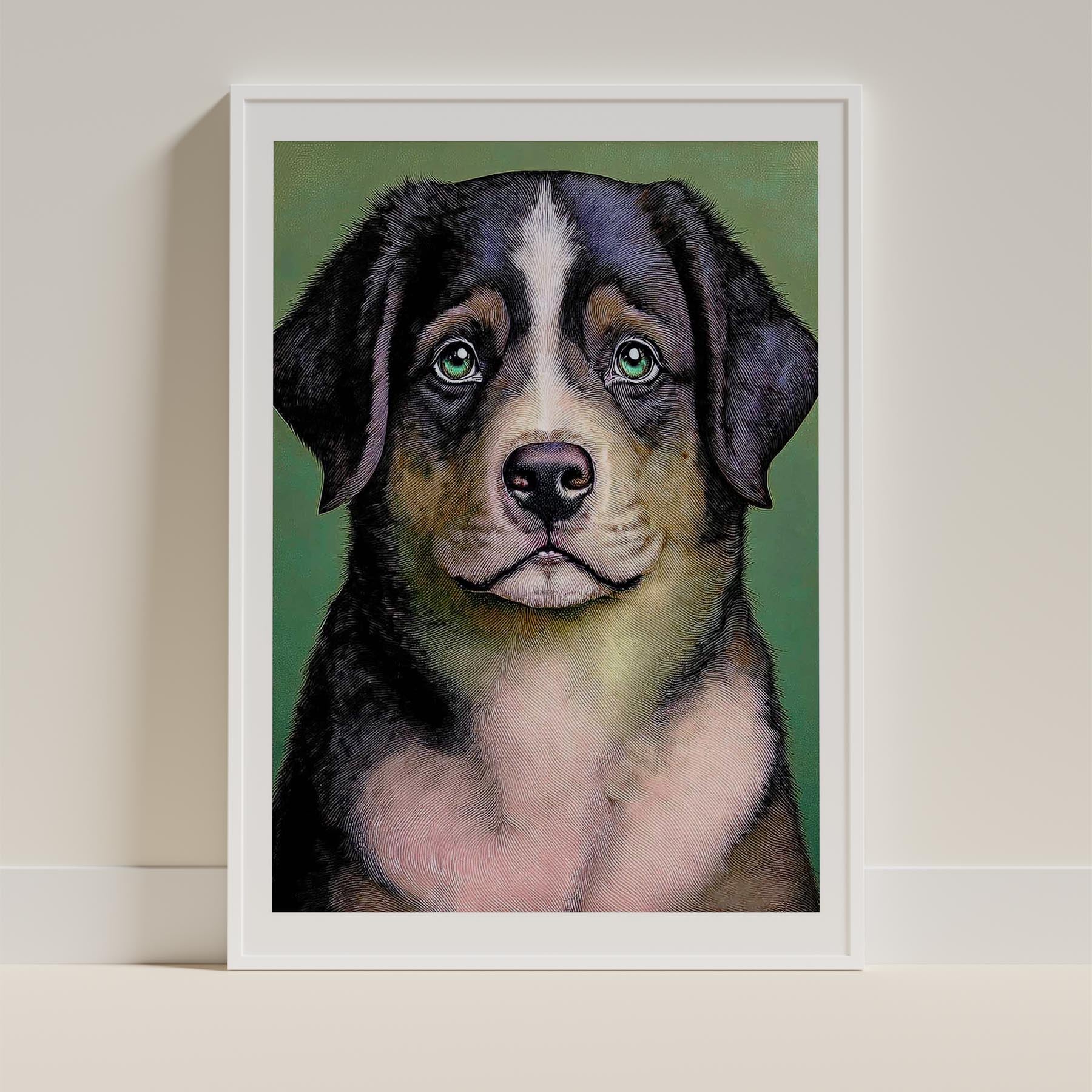 Bernese Mountain Dog Green Painted Series image 9