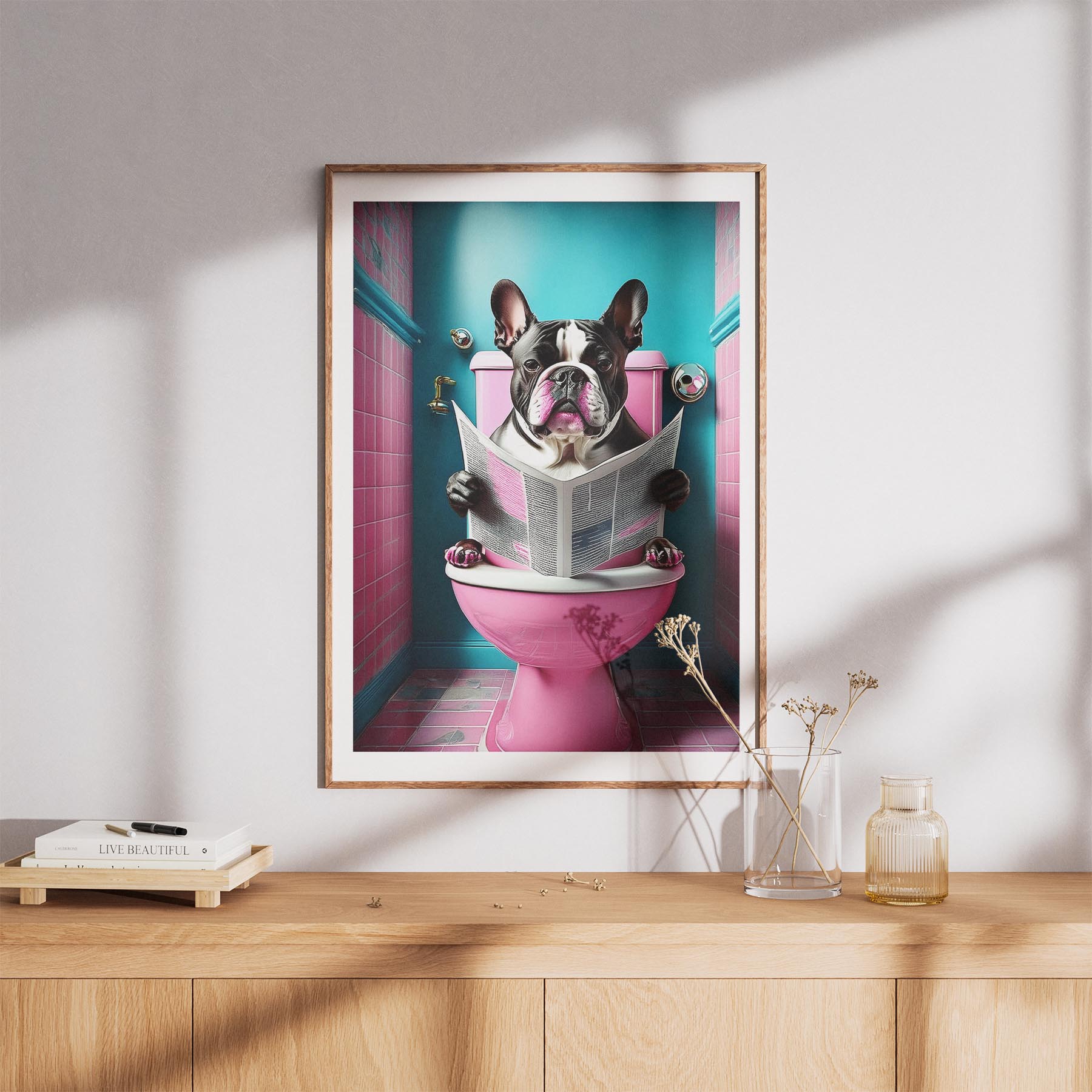 Bulldog Toilet Dogs PInk and Turquise image 8