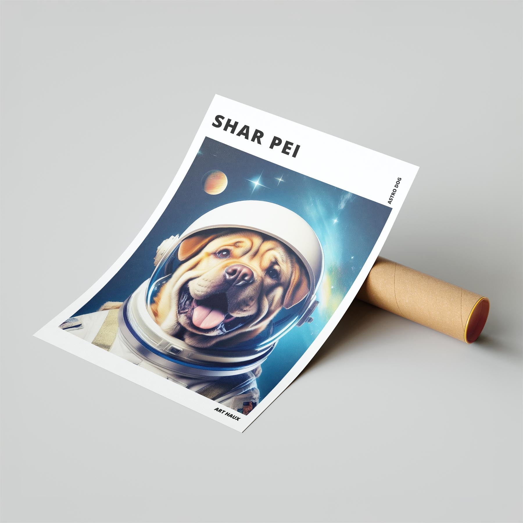 Shar Pei Astronaut Dog Series with Text Astro Dog image 6