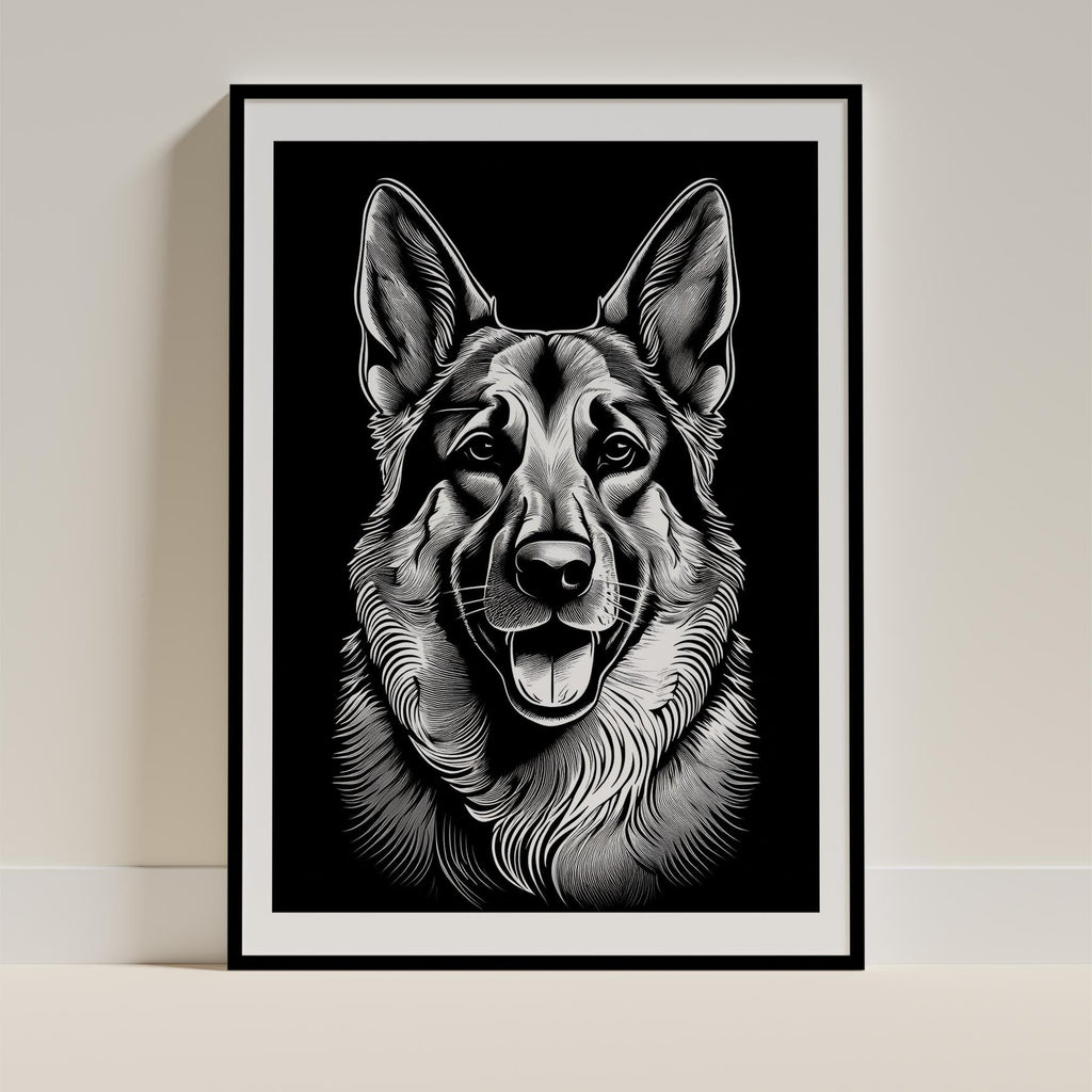 German Shepherd Line Dog Series in Black and White image 0