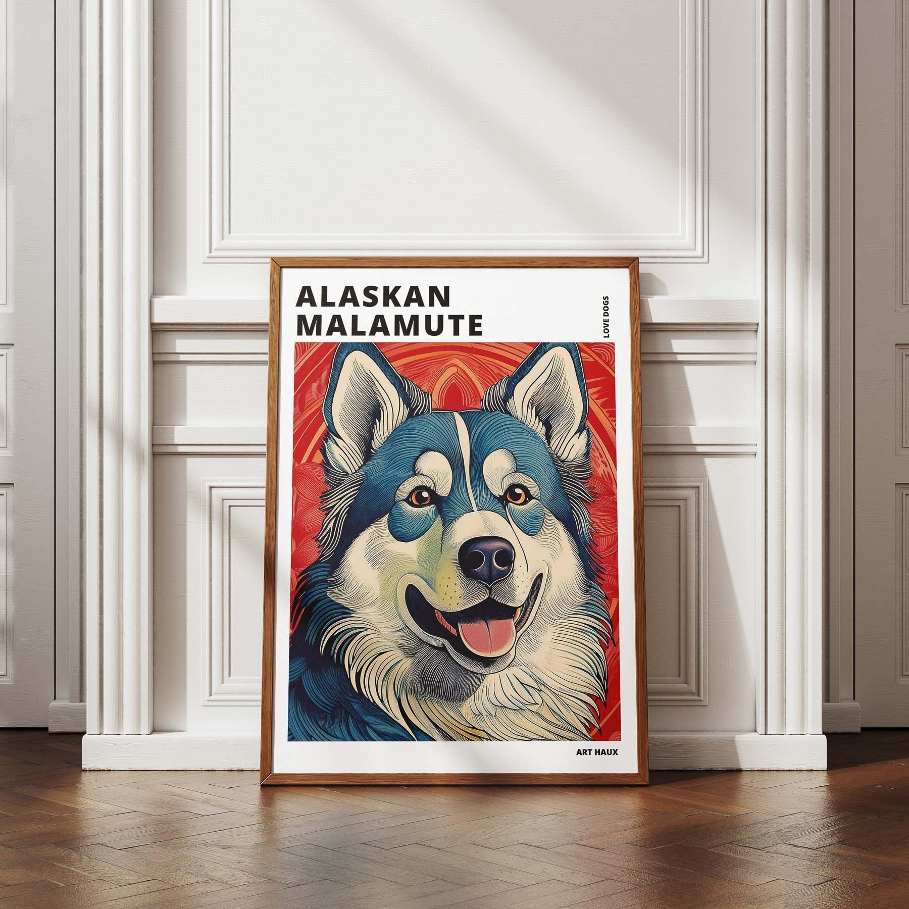 Alaskan Malamute Hokusai Japanese Inspired Dog Series with Text image 4