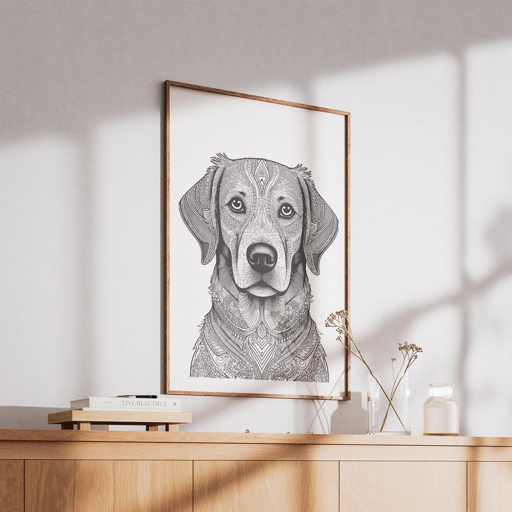 Golden Retriever Mandala Black and White Dog Series image 5