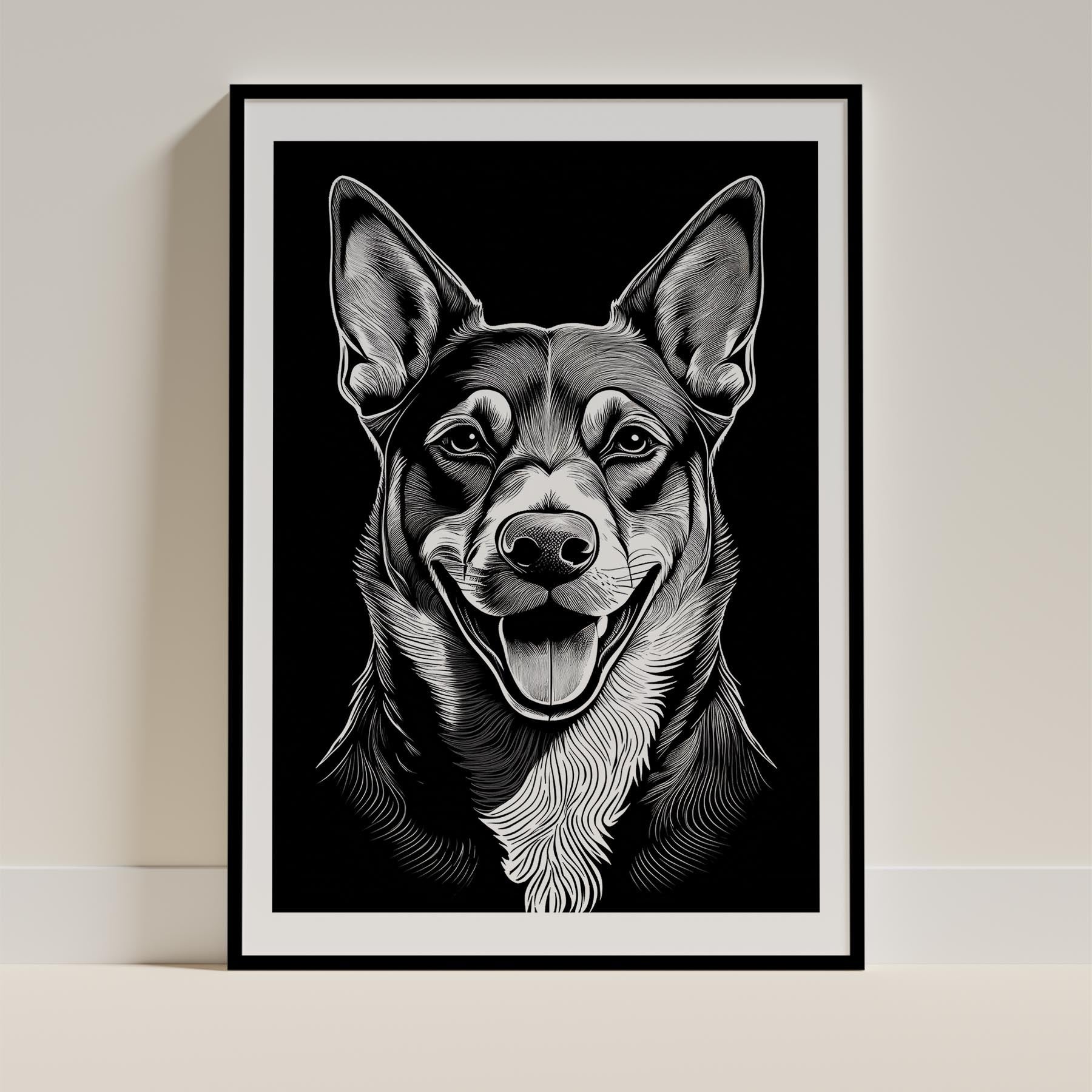 Kelpie Line Dog Series in Black and White image 0