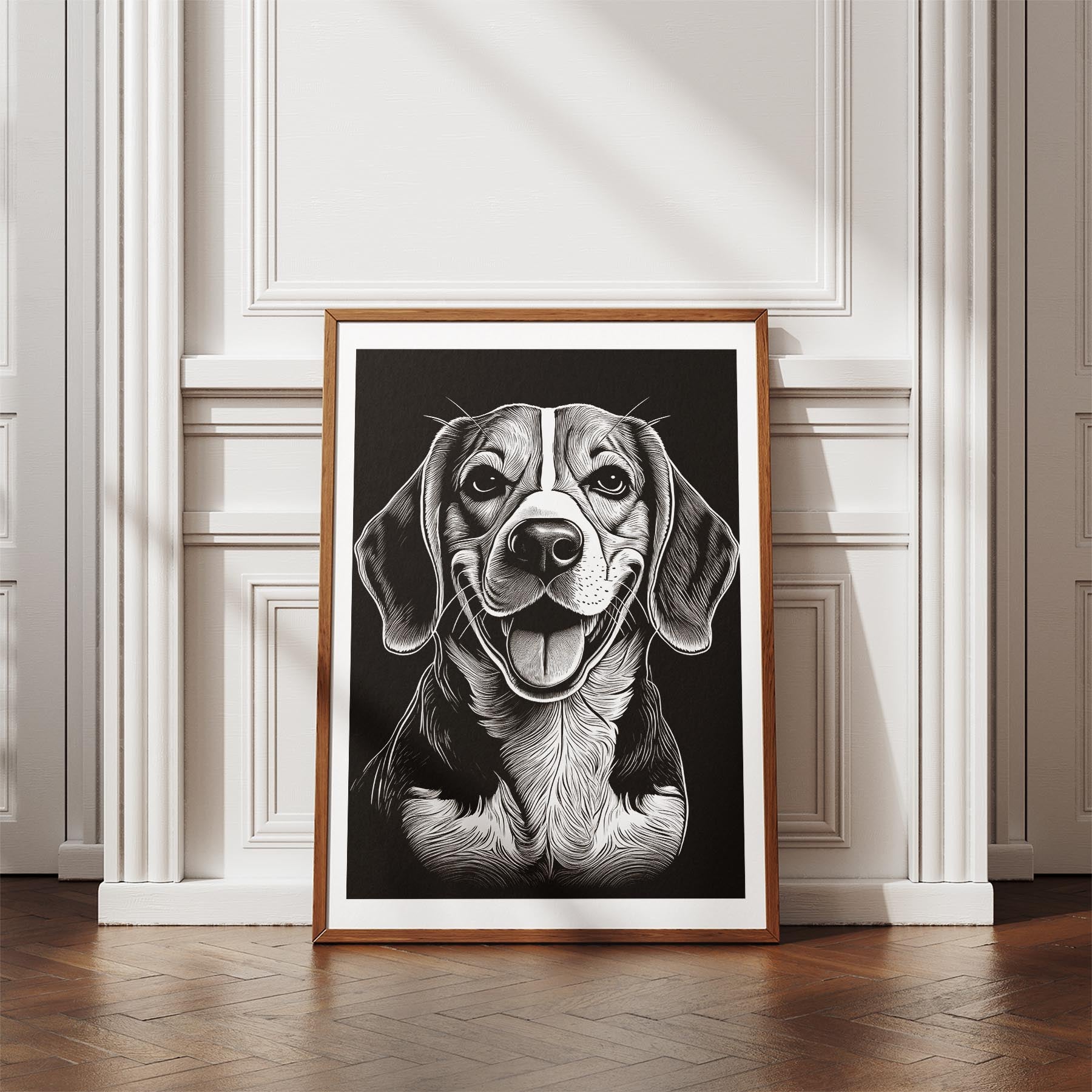 Beagle Line Dog Series in Black and White image 4