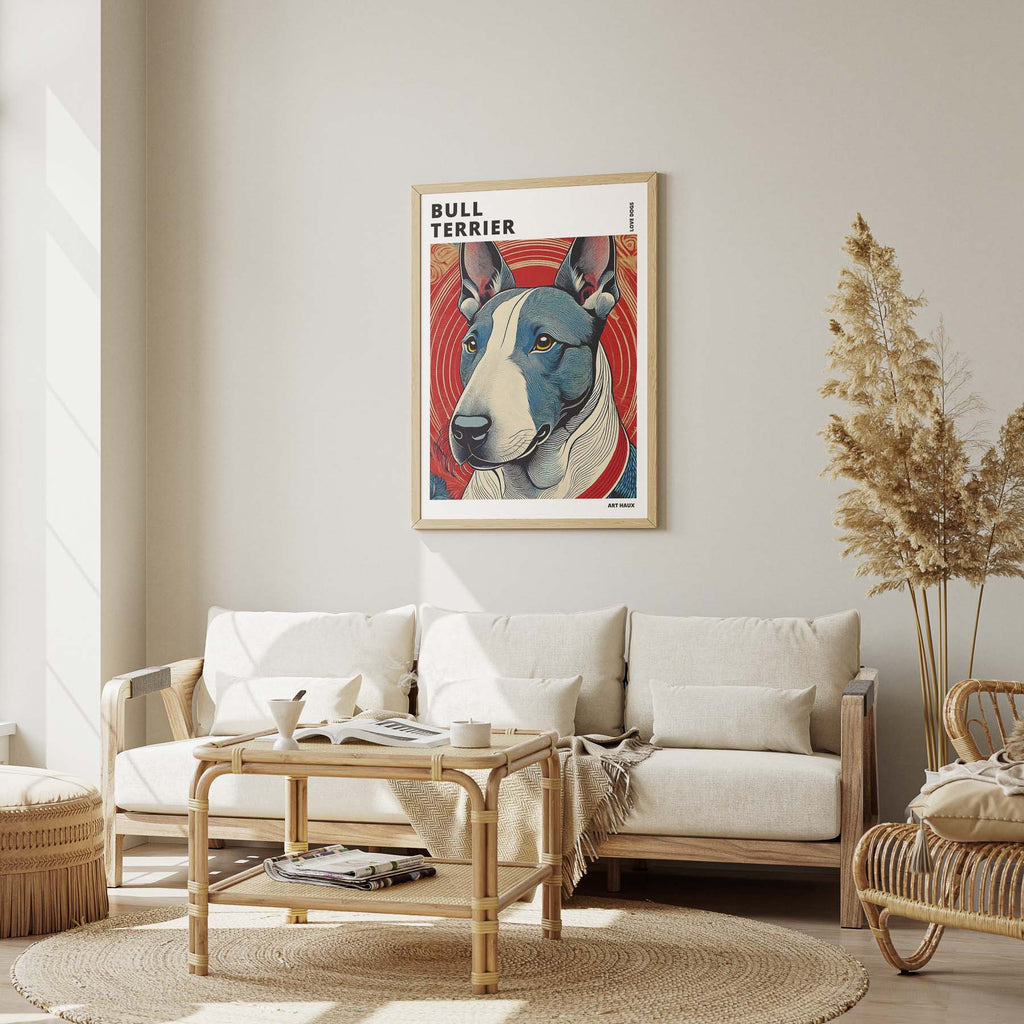 Bull Terrier Hokusai Japanese Inspired Dog Series with Text image 2