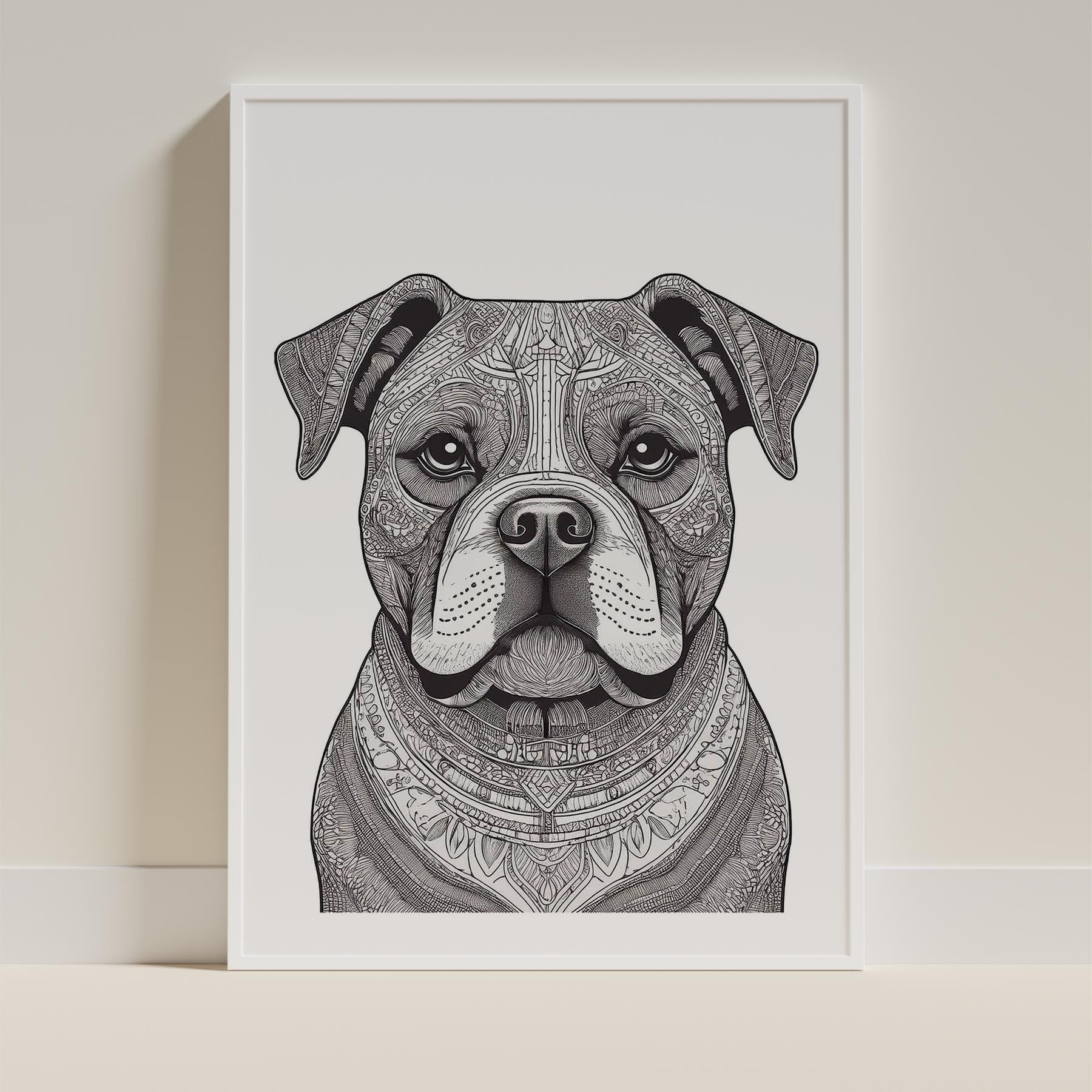 Bulldog Mandala Black and White Dog Series image 9