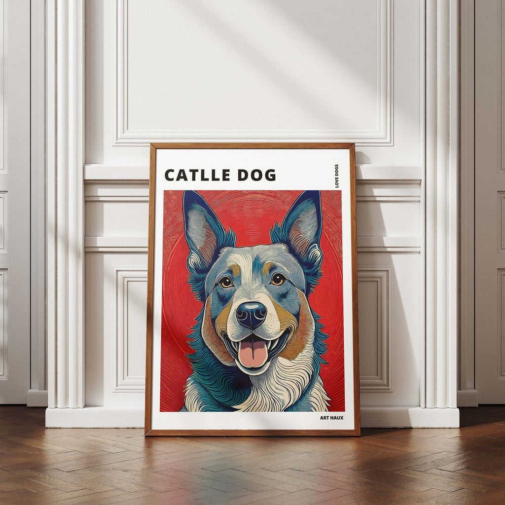 Cattle Dog Hokusai Japanese Inspired Dog Series with Text image 4