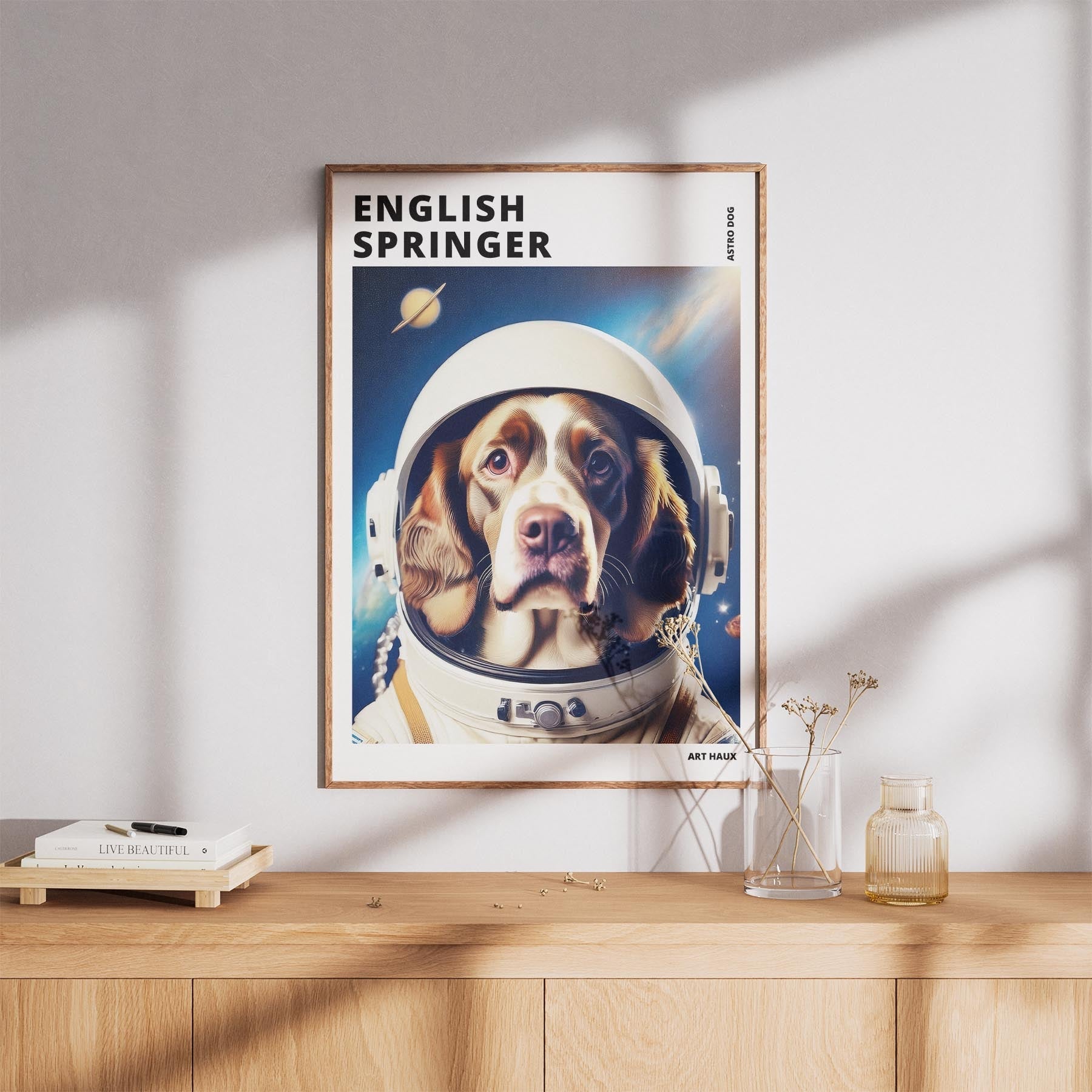 English Springer Spaniel Astronaut Dog Series with Text Astro Dog image 8