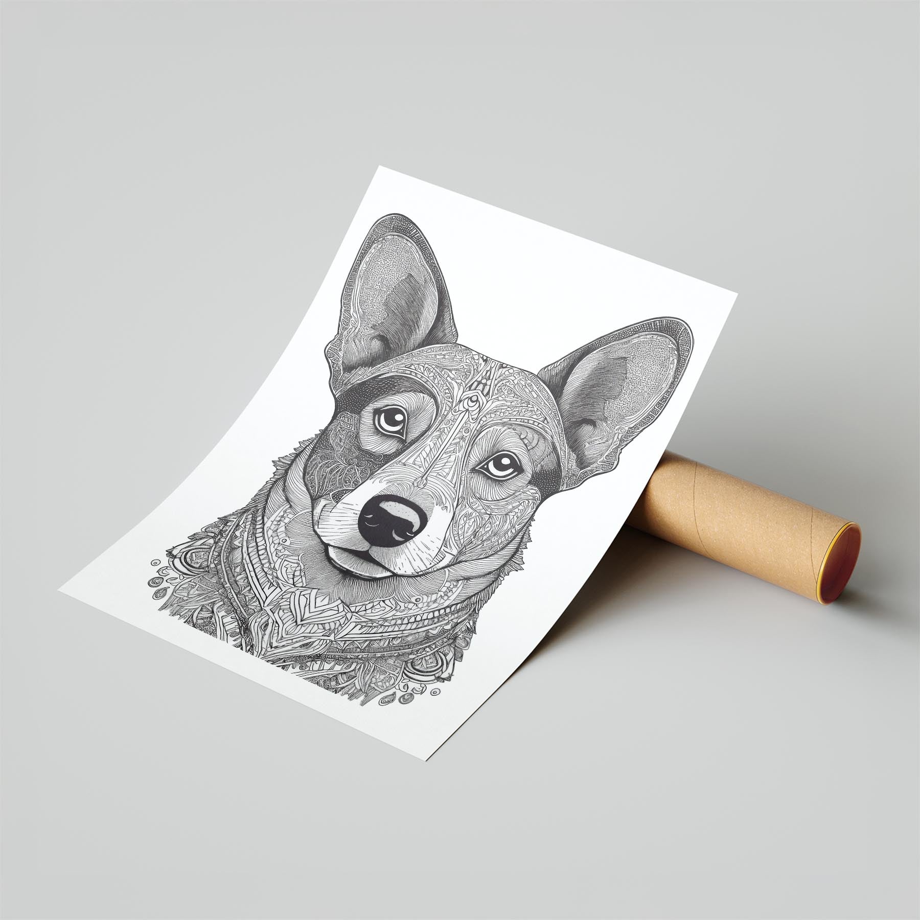 Corgi Mandala Black and White Dog Series image 6