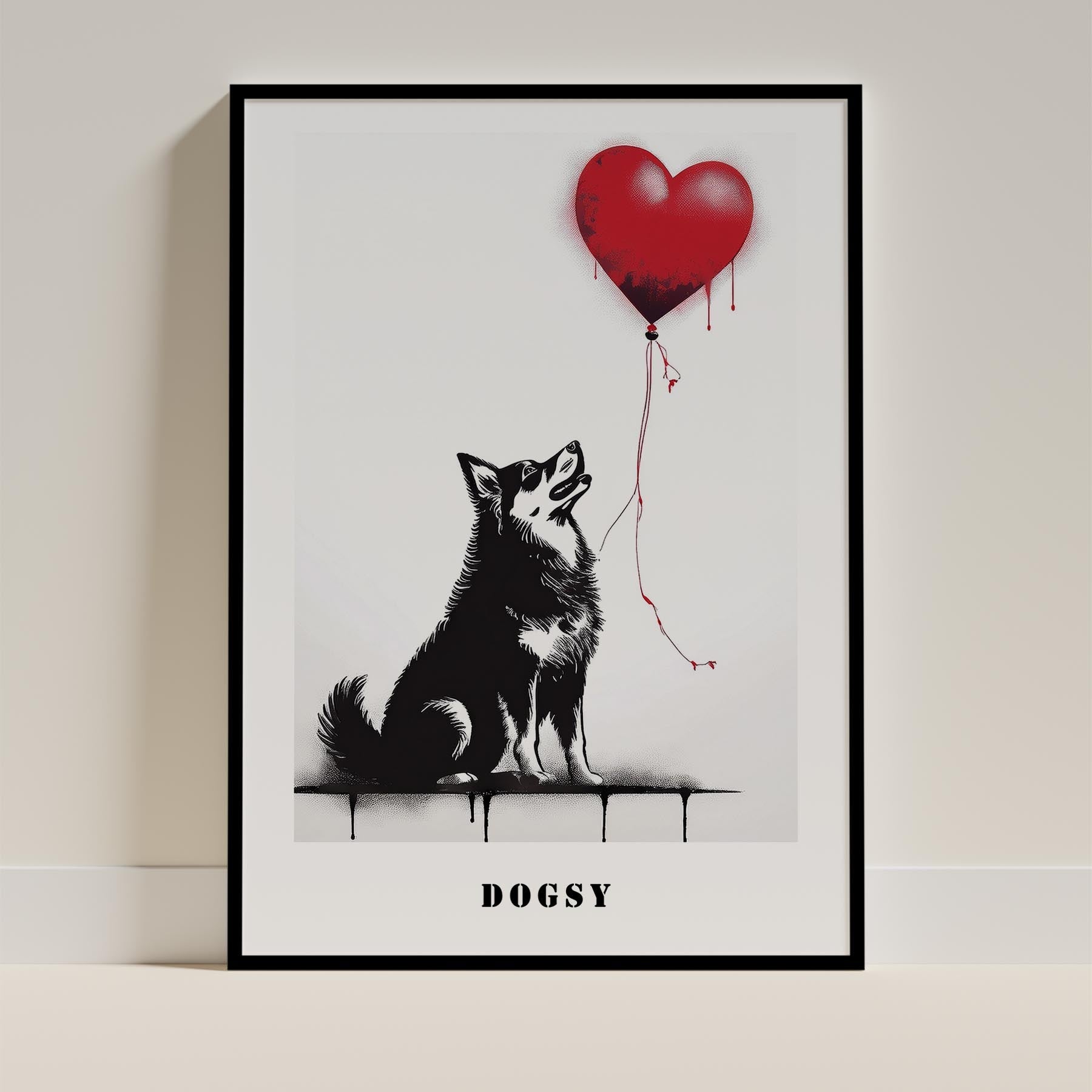 Finnish Lapphund DOGSY Series inspired by the Art of Banksy with text Dogsy image 0