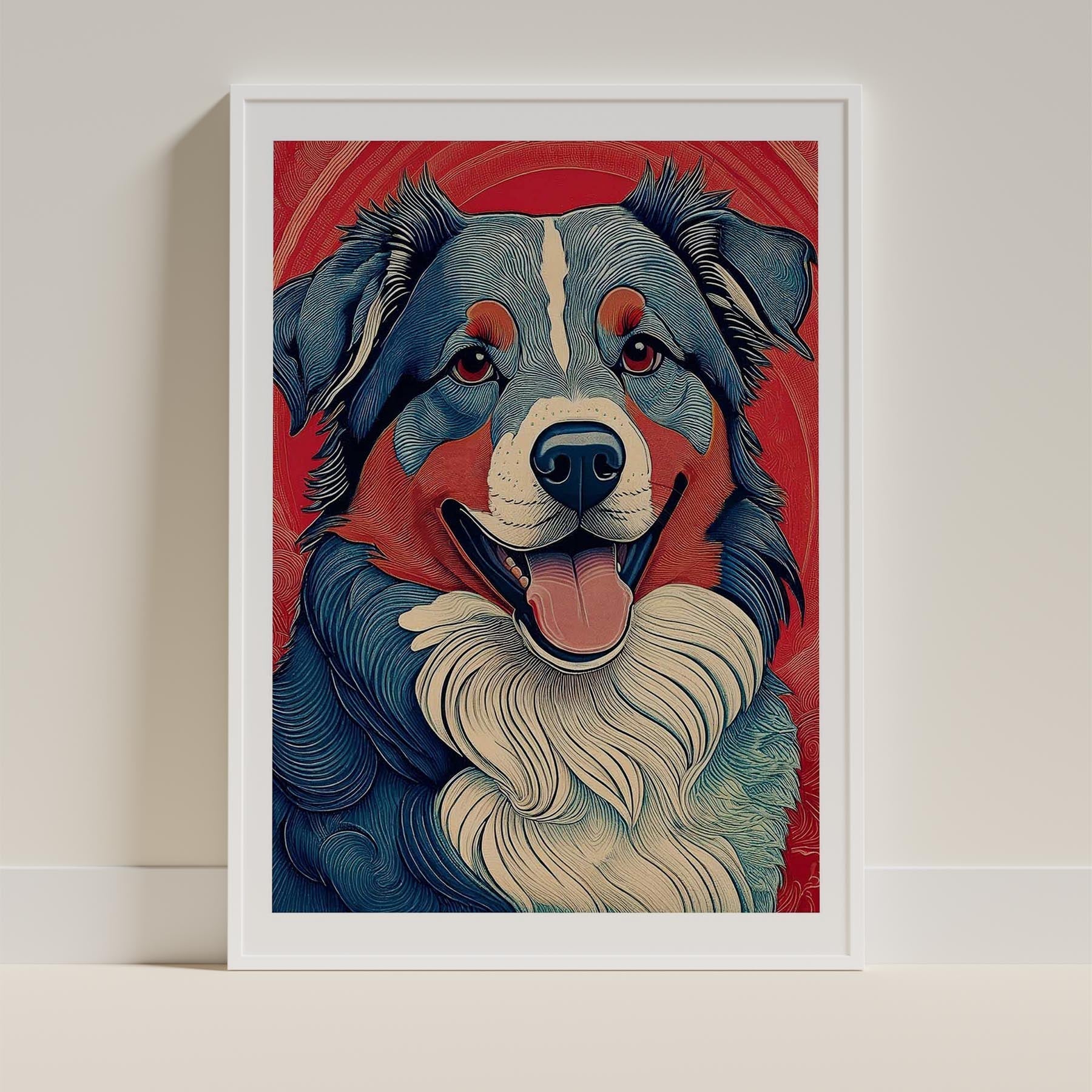 Australian Shepherd Hokusai Japanese Inspired Dog Series image 9