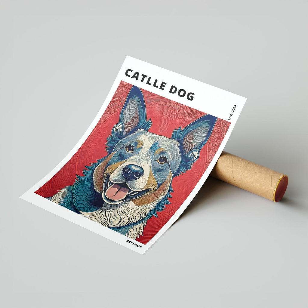 Cattle Dog Hokusai Japanese Inspired Dog Series with Text image 6