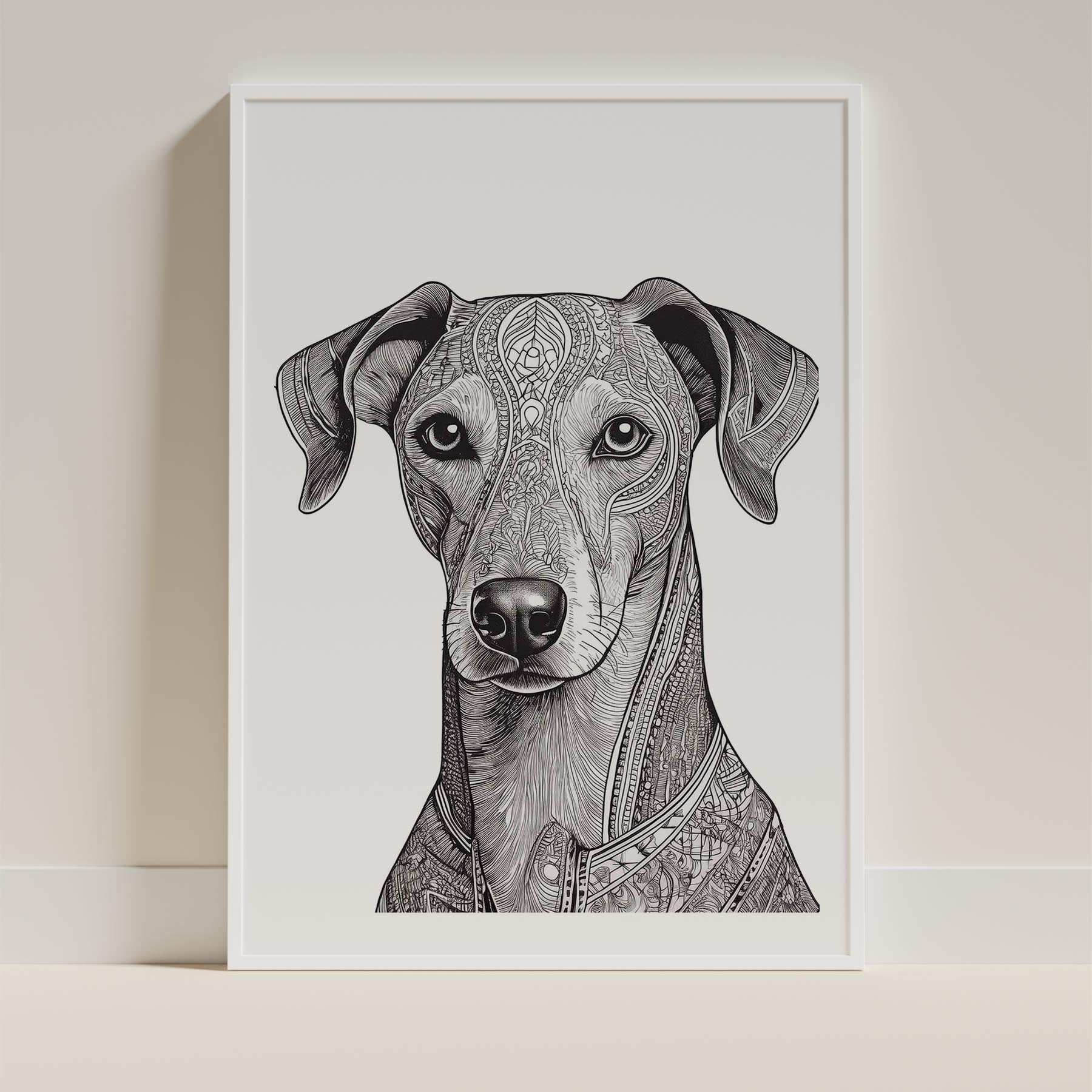Greyhound Mandala Black and White Dog Series image 9