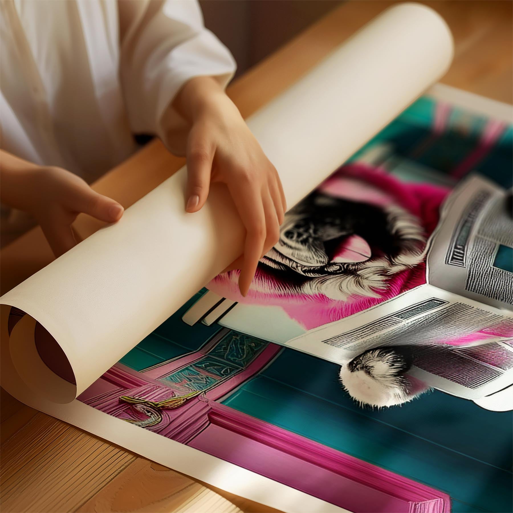 Chow Chow Toilet Dogs PInk and Turquise image 1