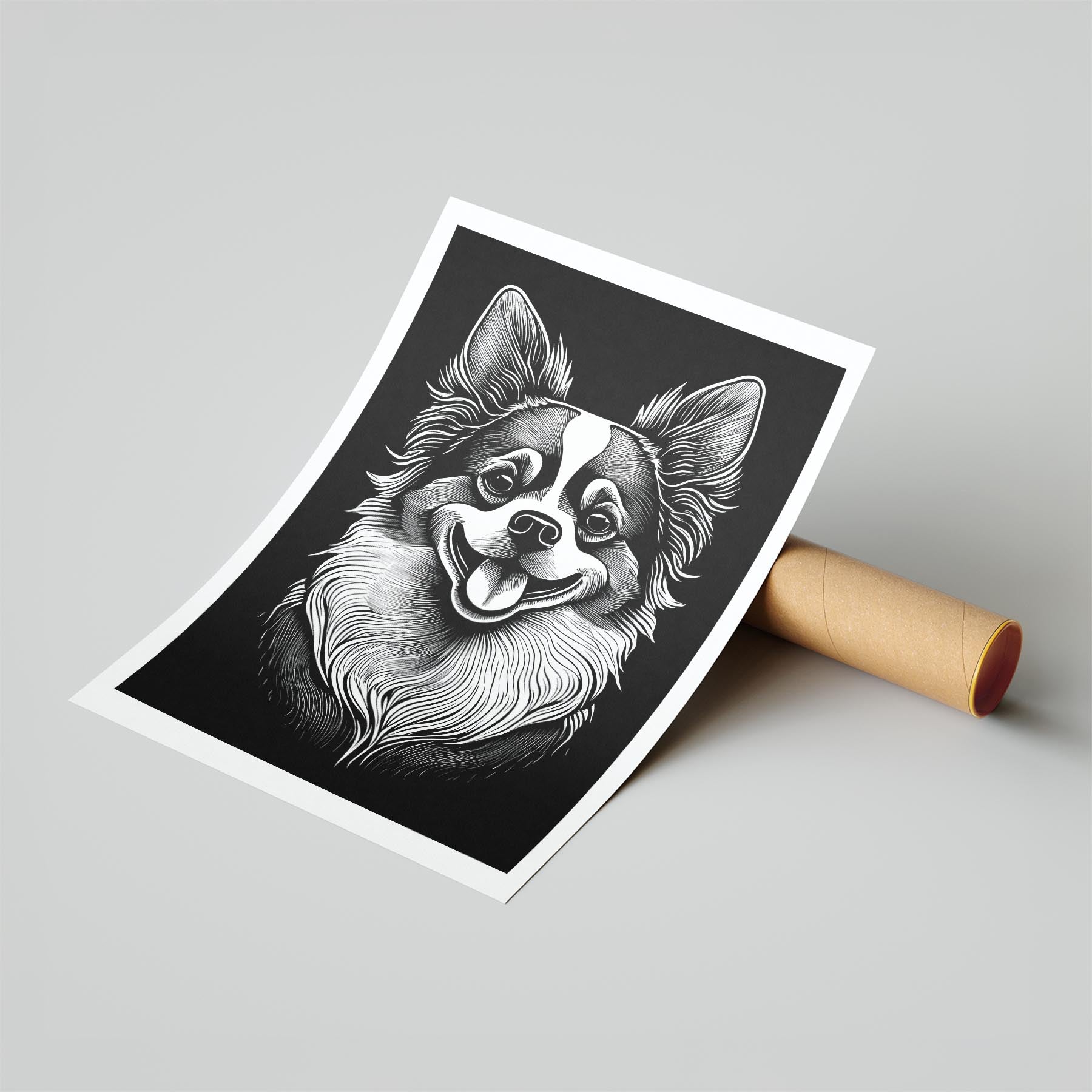 Japanese Chin Line Dog Series in Black and White image 6