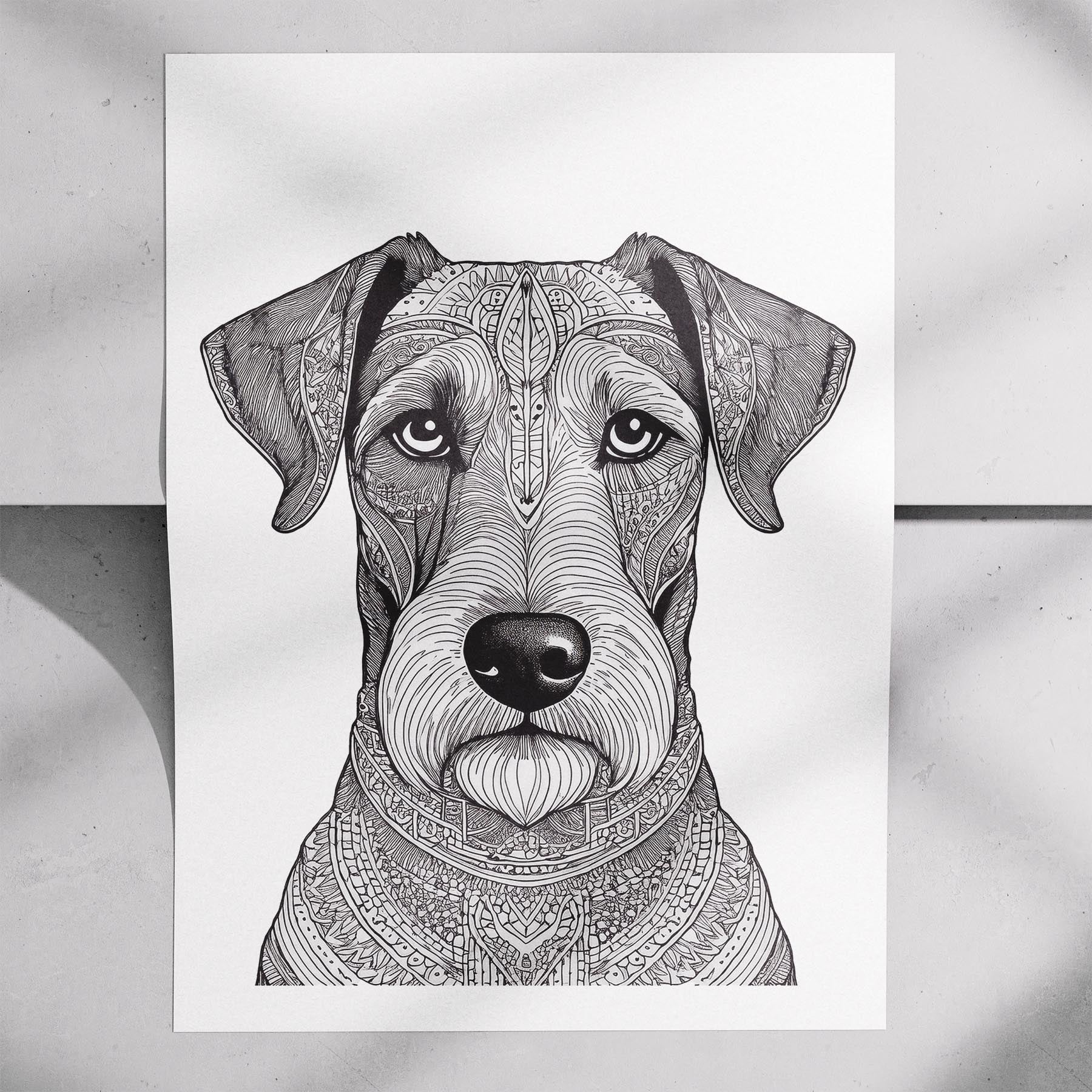 Irish Terrier Mandala Black and White Dog Series image 7