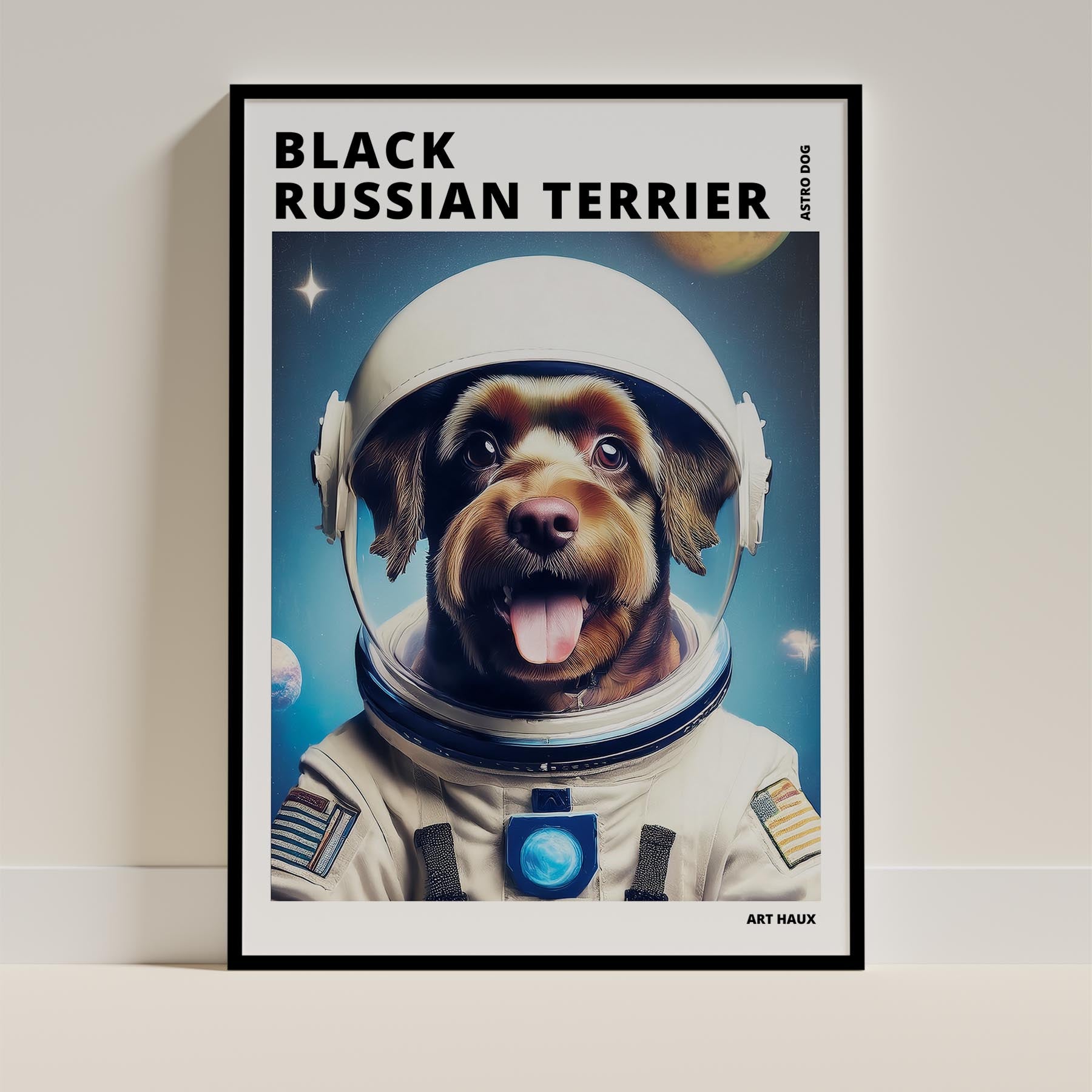 Black Russian Terrier Astronaut Dog Series with Text Astro Dog image 0