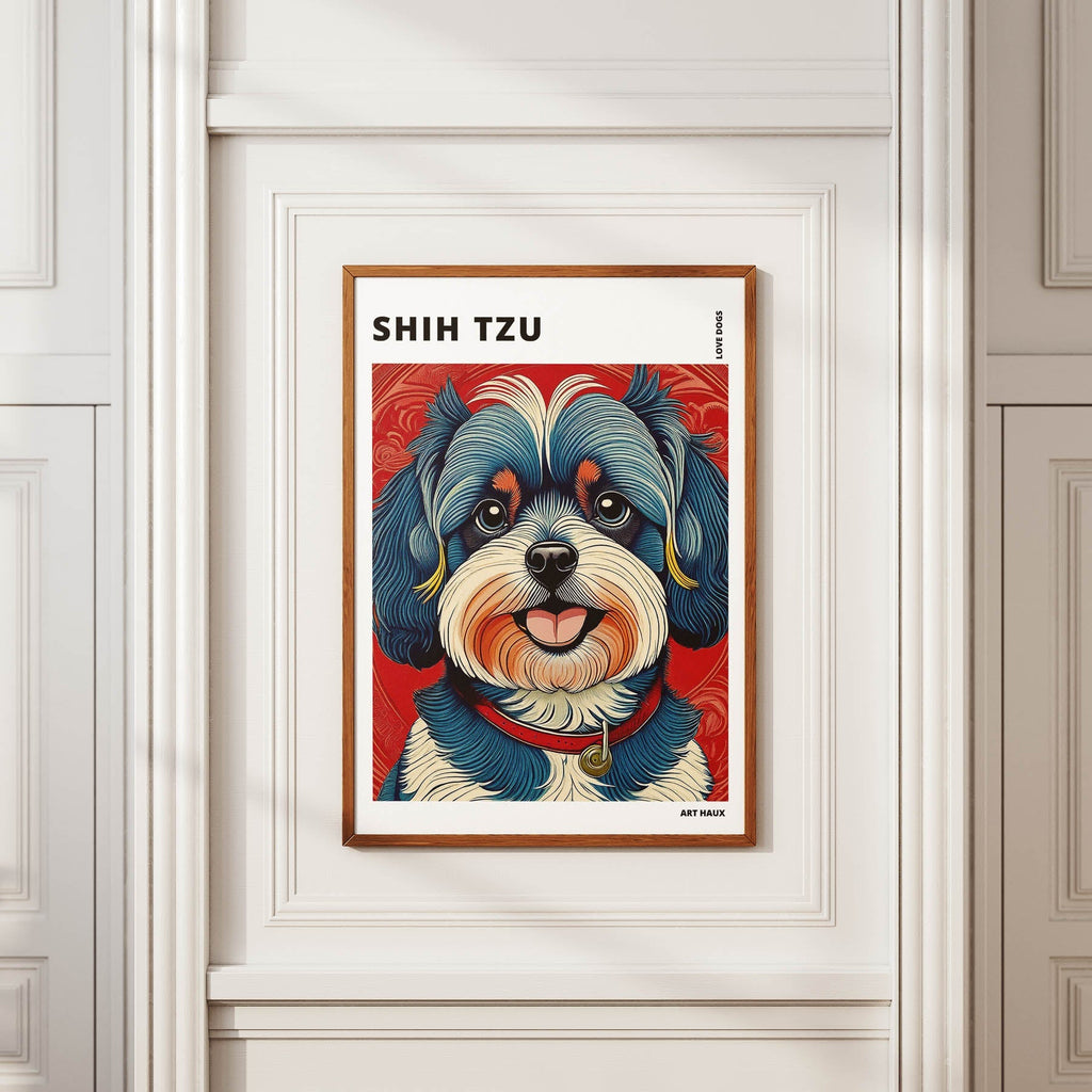 Shih Tzu Hokusai Japanese Inspired Dog Series with Text image 3