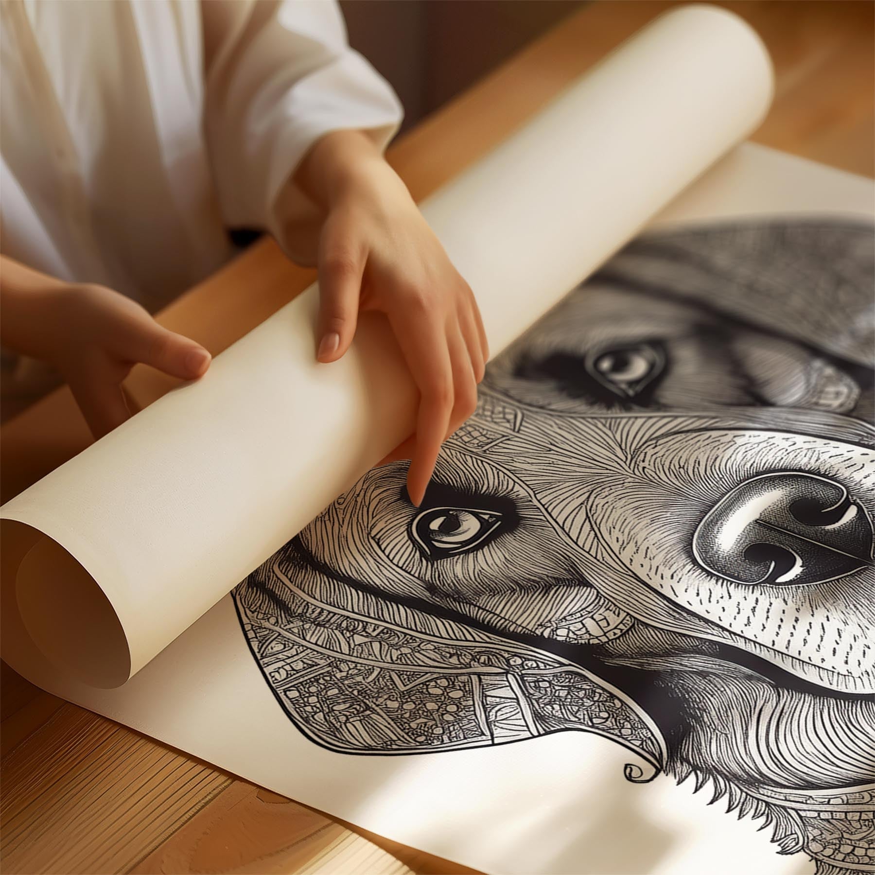 Newfoundland Mandala Black and White Dog Series image 1