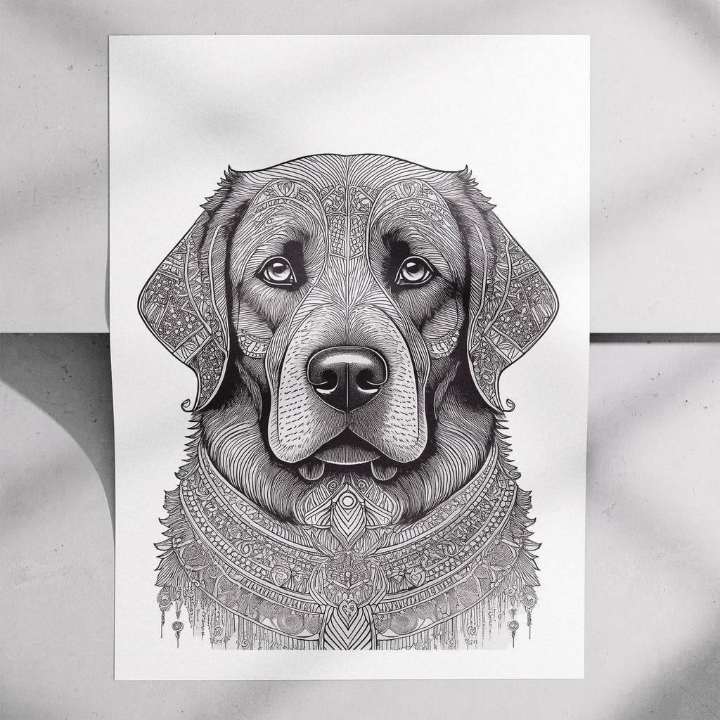 Newfoundland Mandala Black and White Dog Series image 7