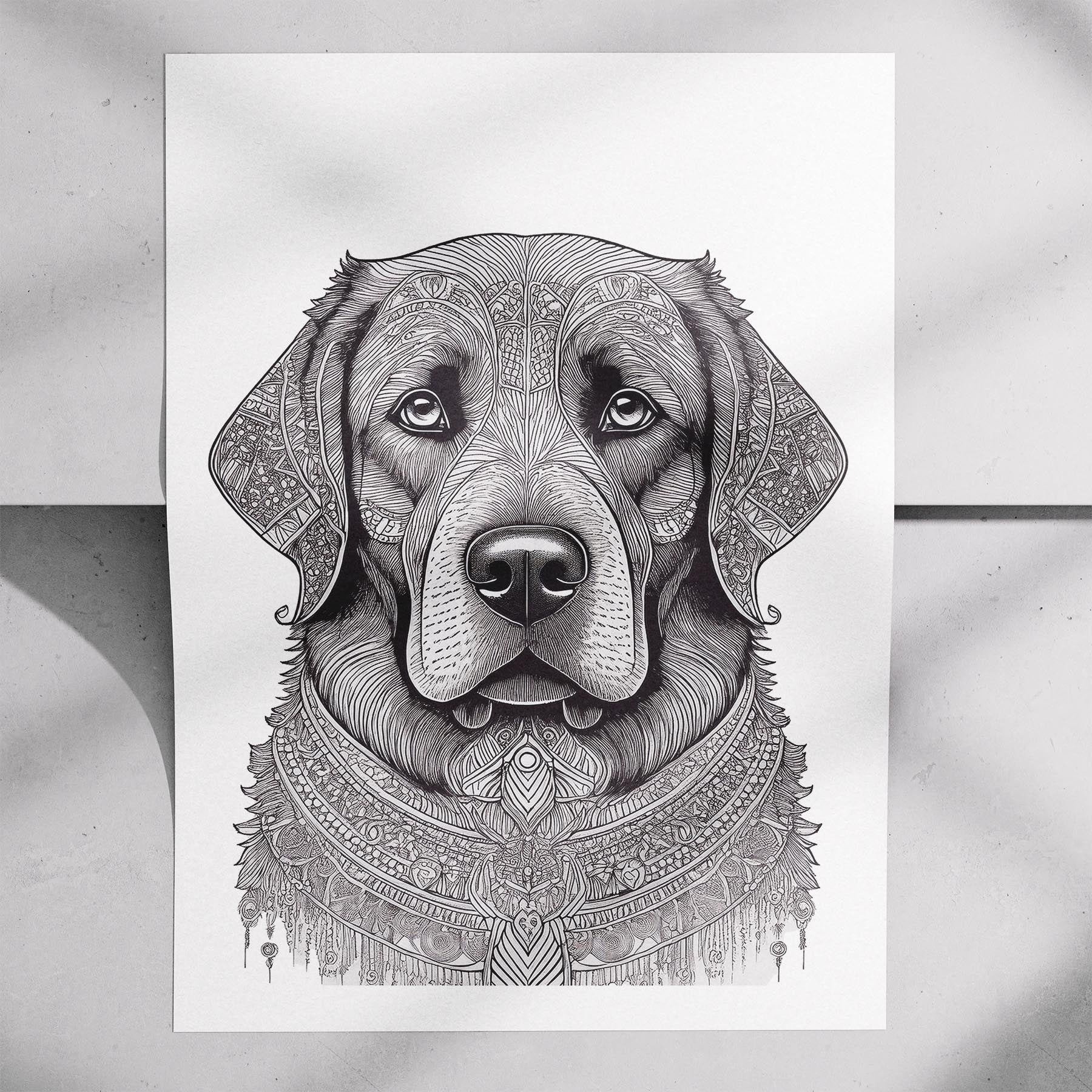 Newfoundland Mandala Black and White Dog Series image 7