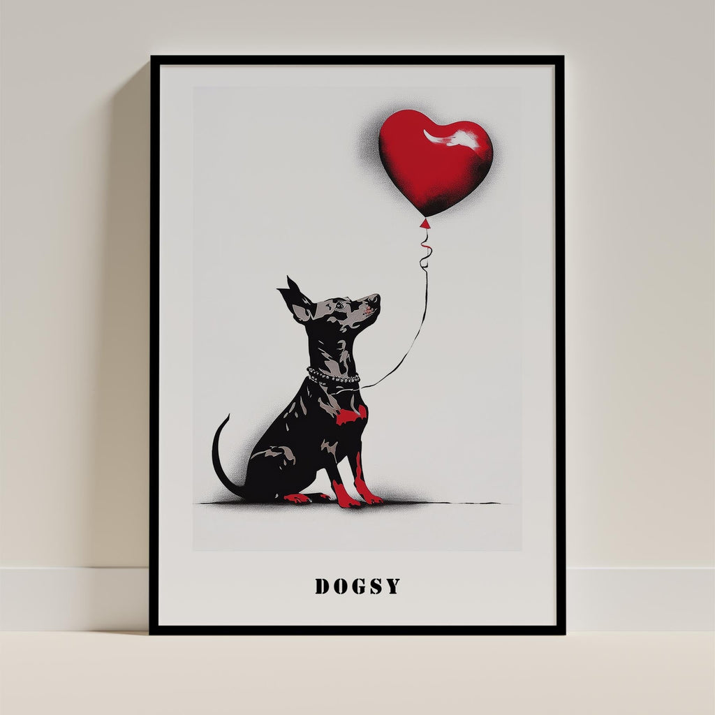 Miniature Pinscher DOGSY Series inspired by the Art of Banksy with text Dogsy image 0