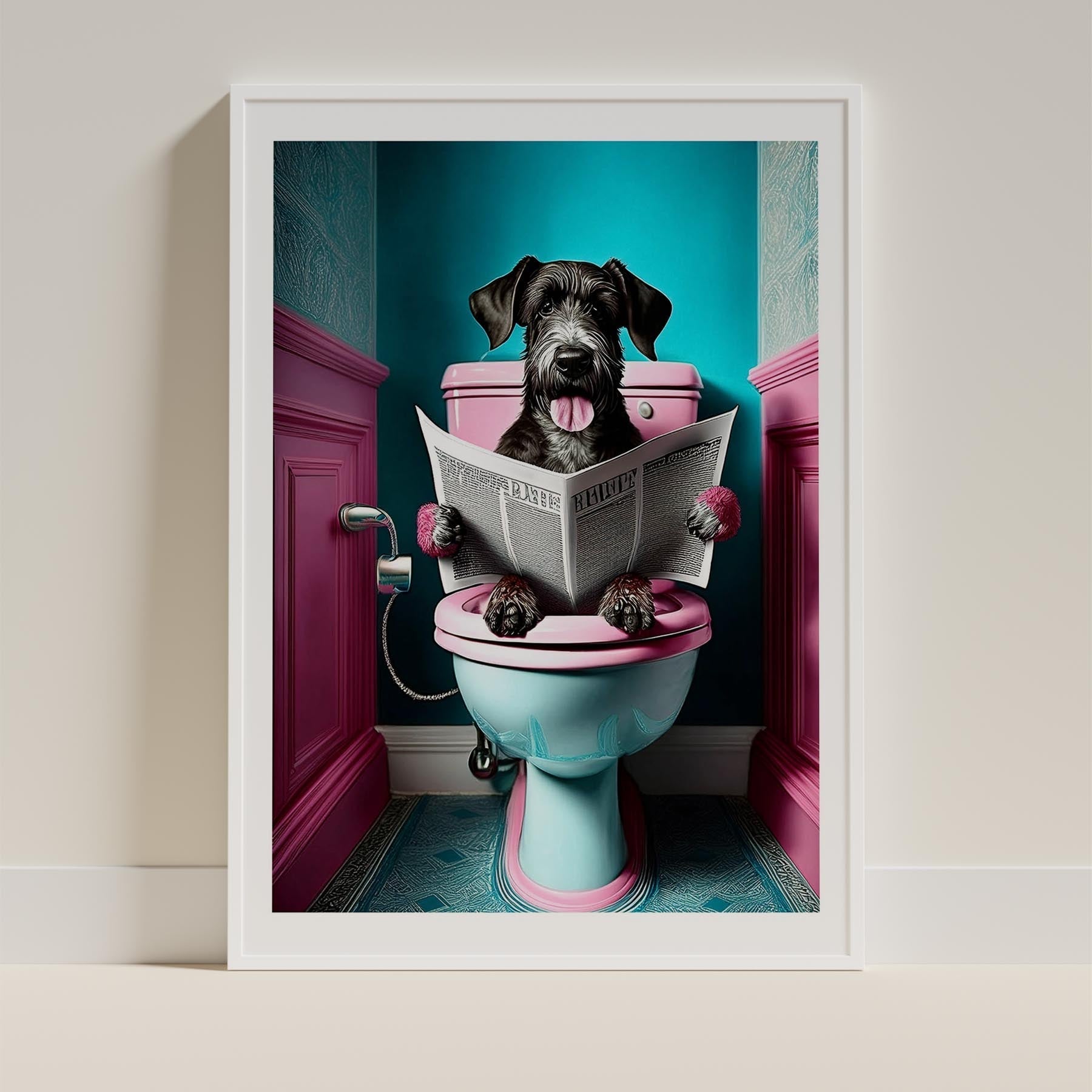 Deerhound Toilet Dogs PInk and Turquise image 9
