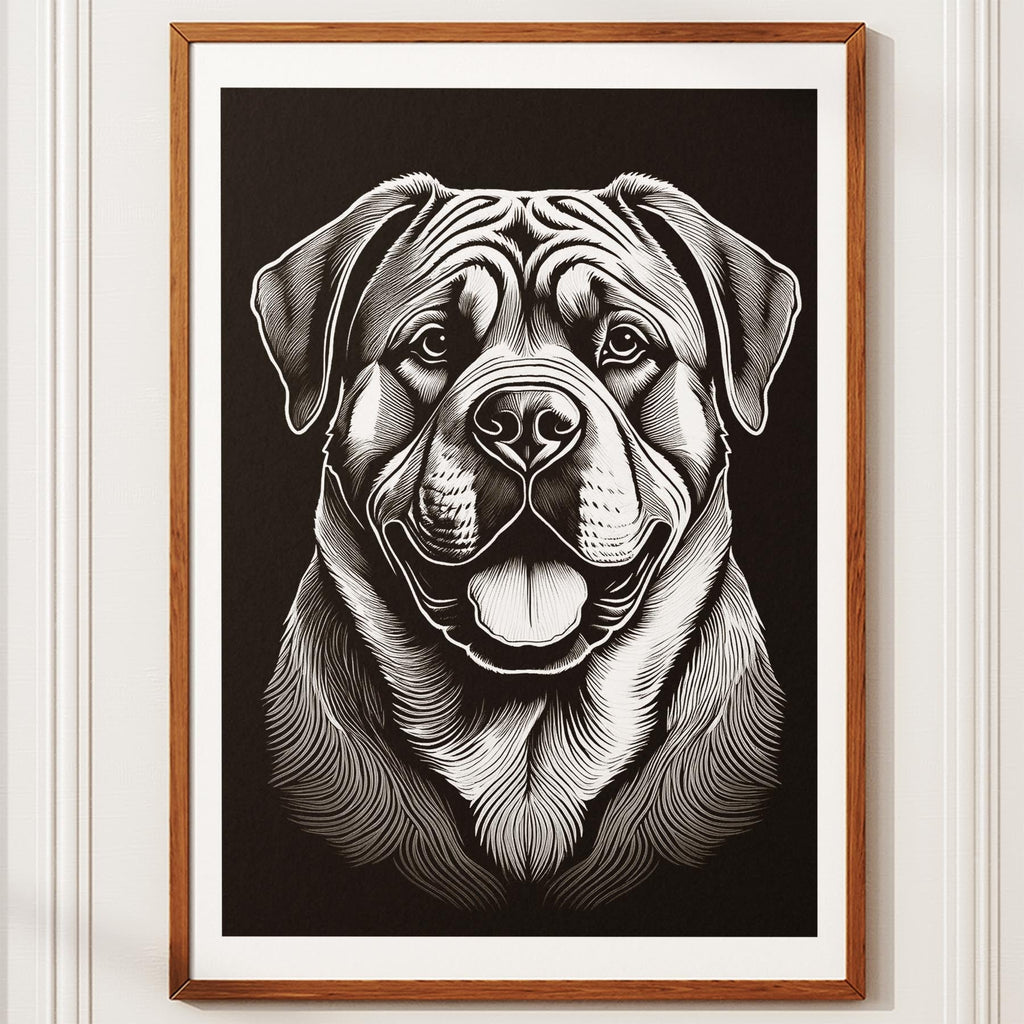Mastiff Line Dog Series in Black and White image 10