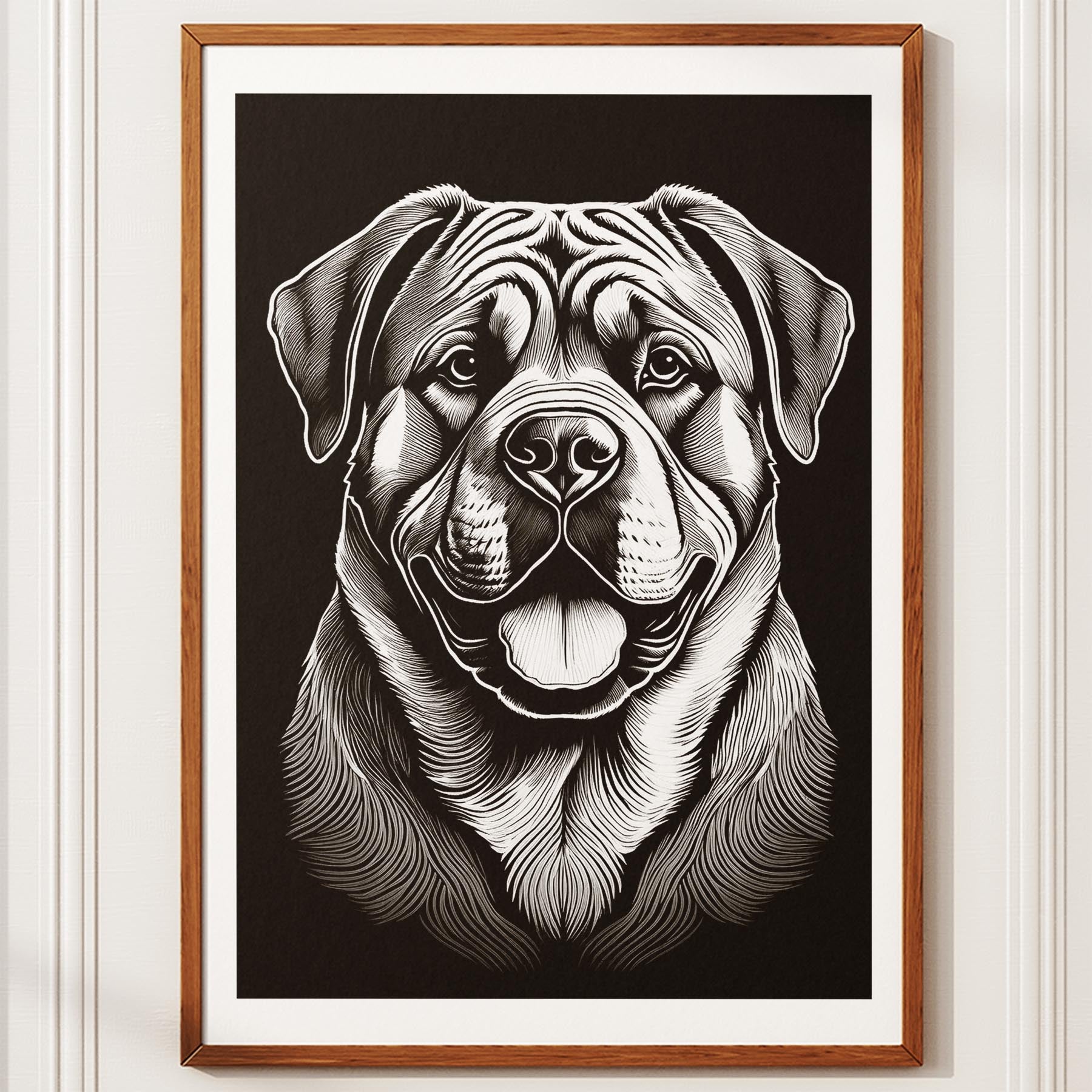 Mastiff Line Dog Series in Black and White image 10