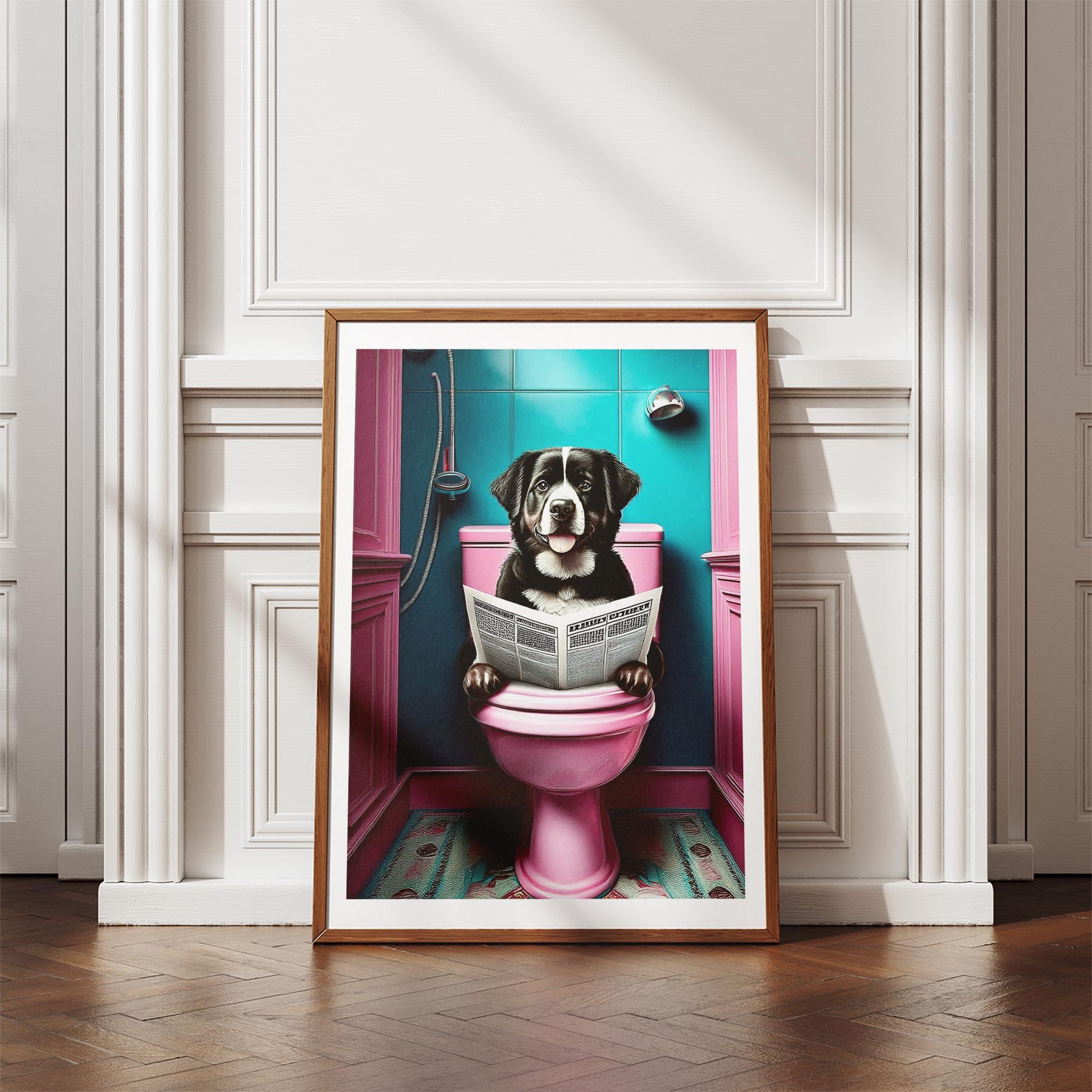 Bernese Mountain Dog Toilet Dogs PInk and Turquise image 4