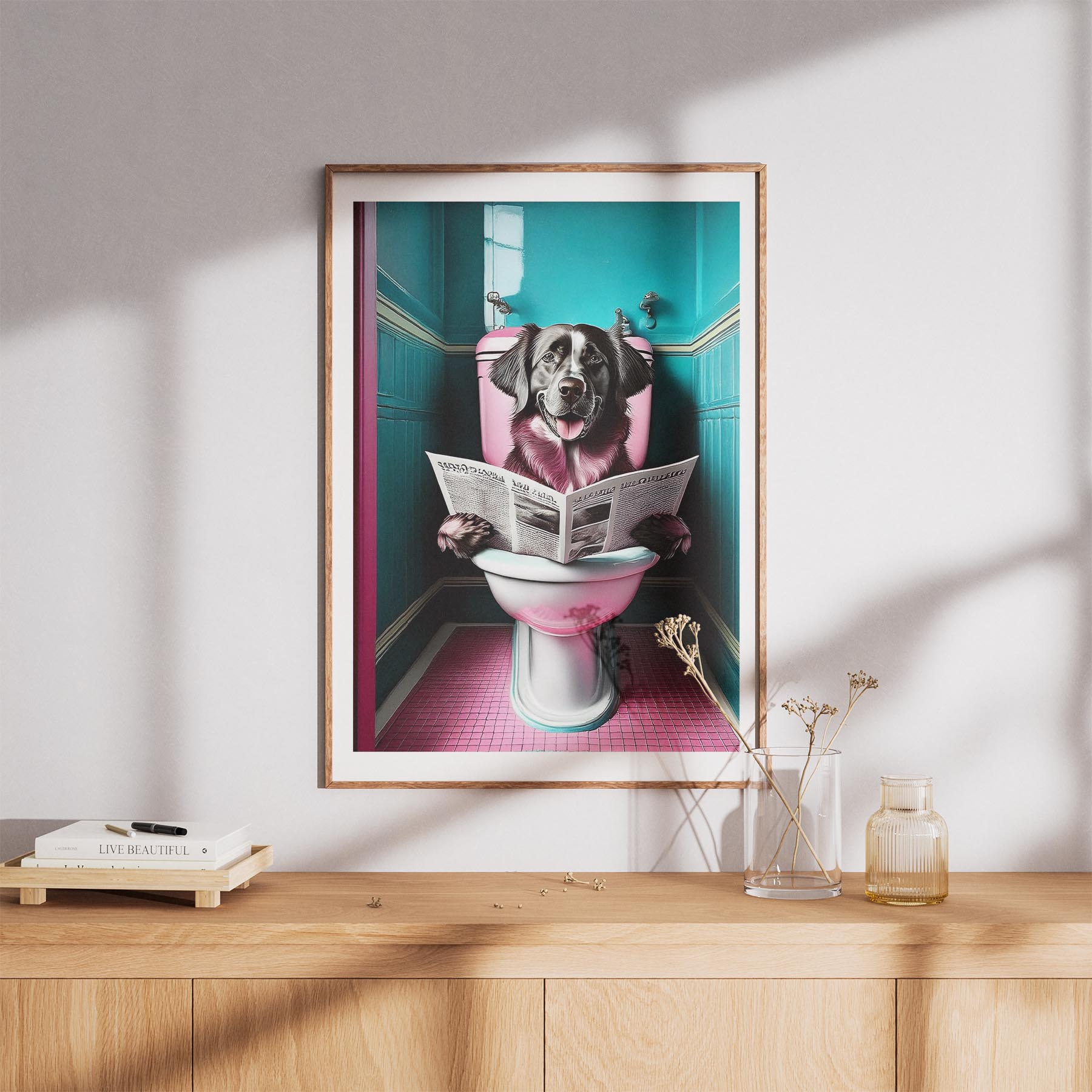 Golden Retriever Toilet Dogs PInk and Turquise image 8