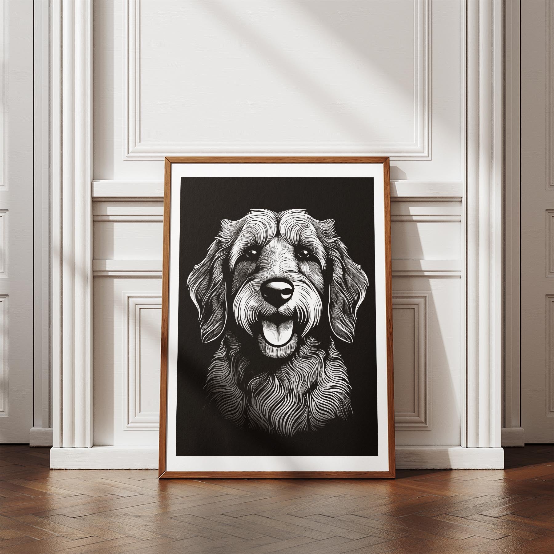 Groodle Line Dog Series in Black and White image 4