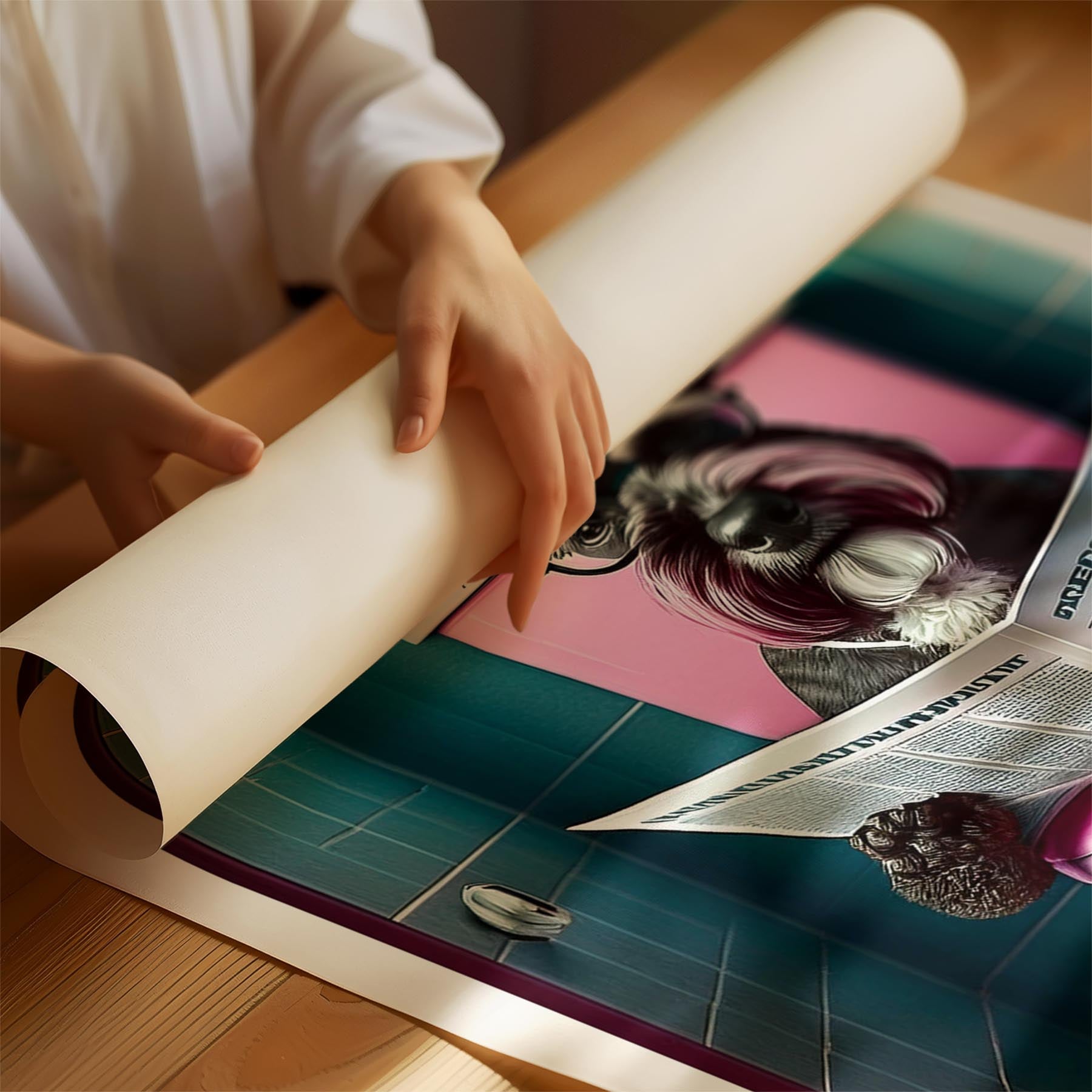 Schnauzer Toilet Dogs PInk and Turquise image 1