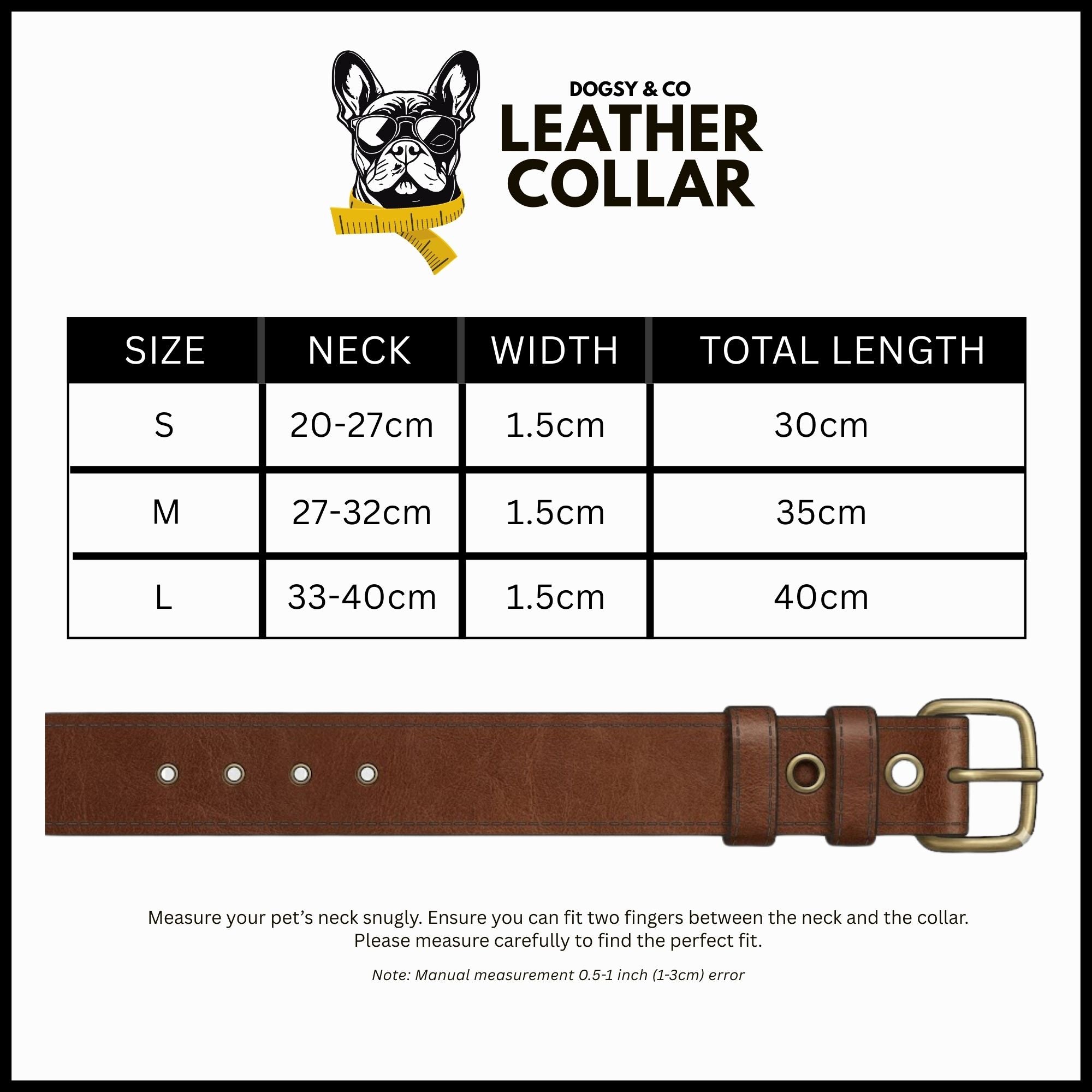 Tan Leather Dog Collar for Small - Medium Dogs & Cats - Image 3 | Dogsy & Co