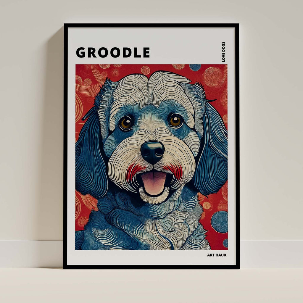 Groodle Hokusai Japanese Inspired Dog Series with Text image 0