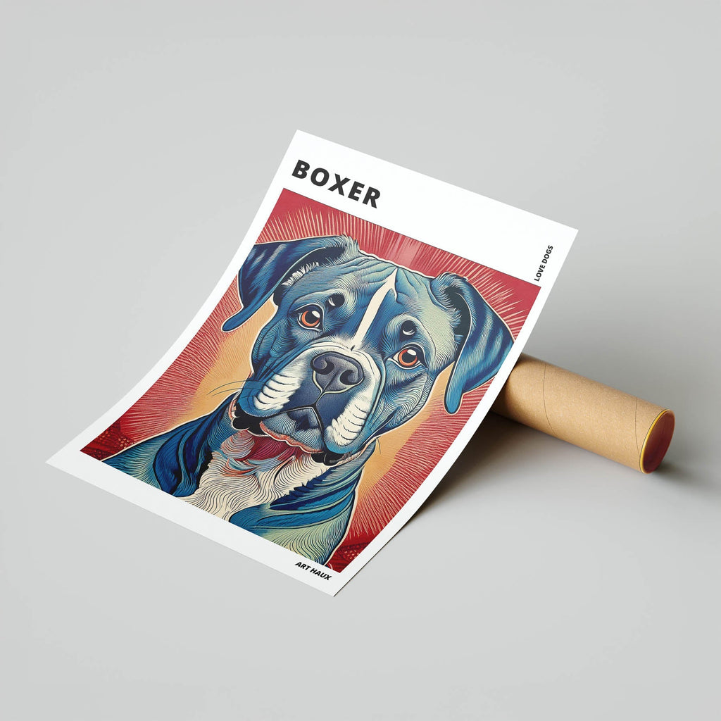 Boxer Hokusai Japanese Inspired Dog Series with Text image 6