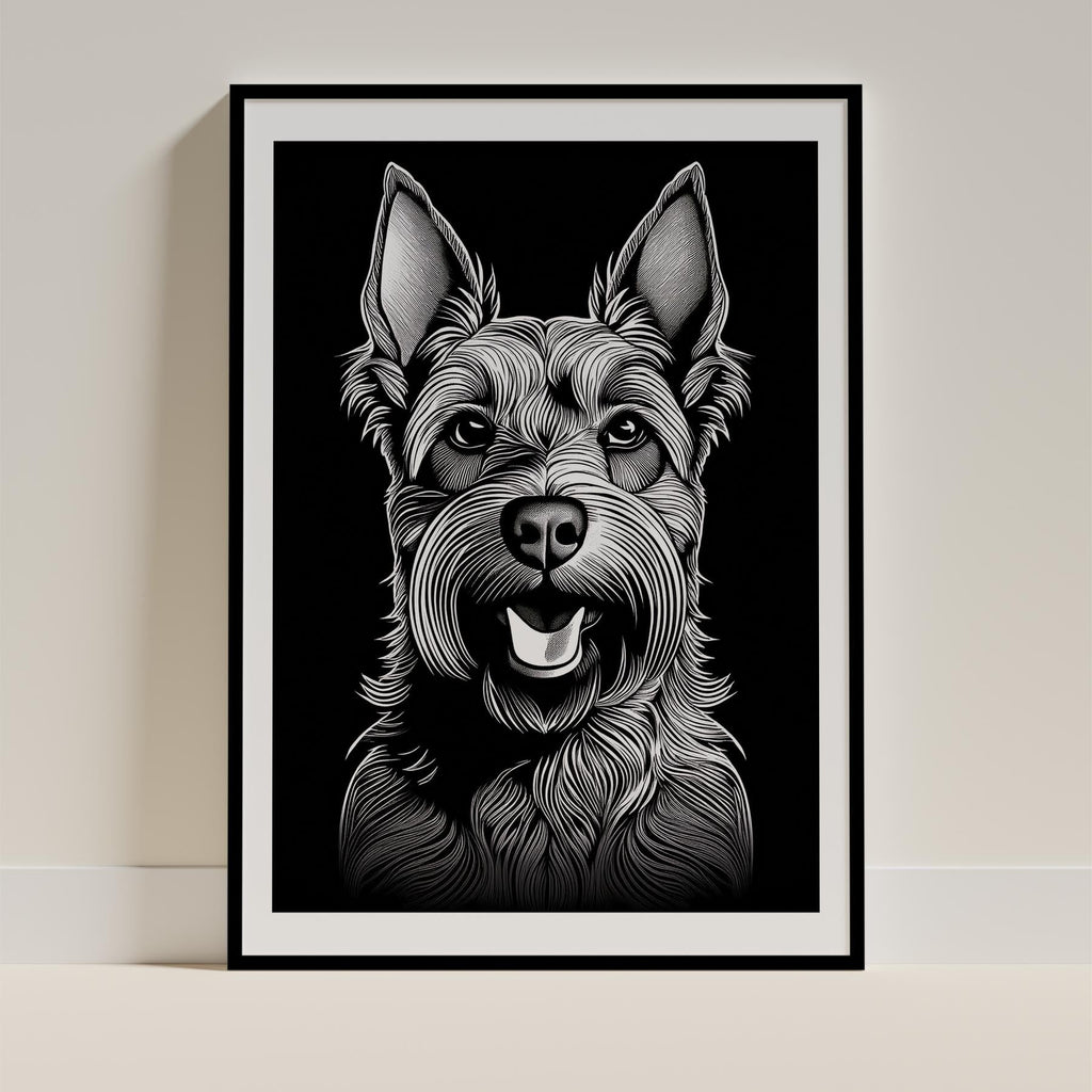 Black Russian Terrier Line Dog Series in Black and White image 0