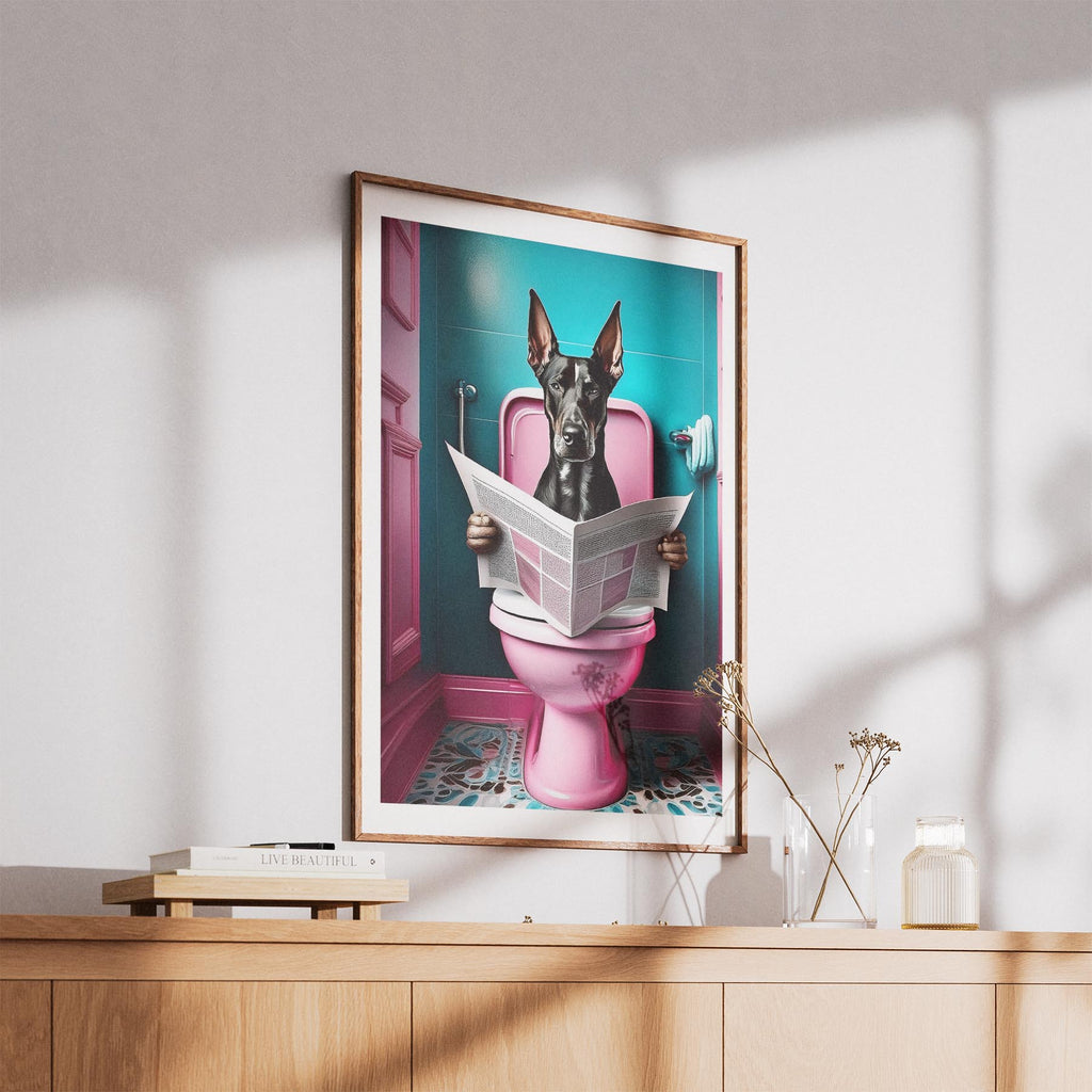 Doberman Toilet Dogs PInk and Turquise image 5